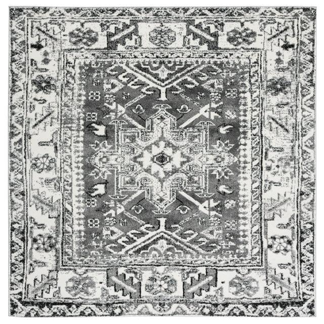 Vintage Hamadan VTH211 Power Loomed Indoor Area Rug - Grey/Ivory - 6'7"x6'7" - Safavieh
