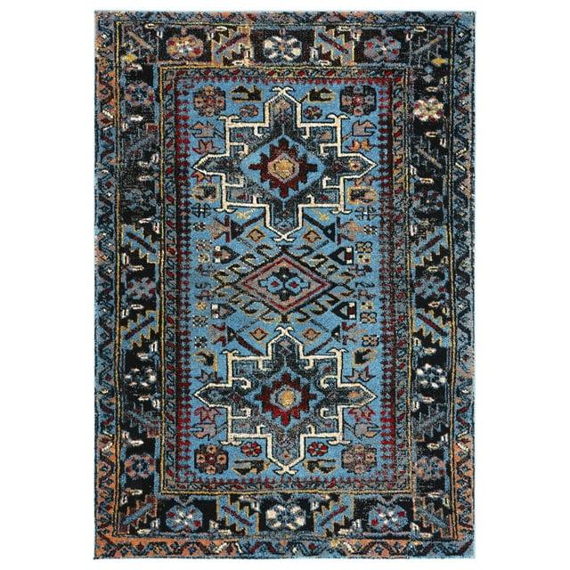 Vintage Hamadan VTH211 Power Loomed Indoor Area Rug - Light Blue/Black - 6'7"x9' - Safavieh