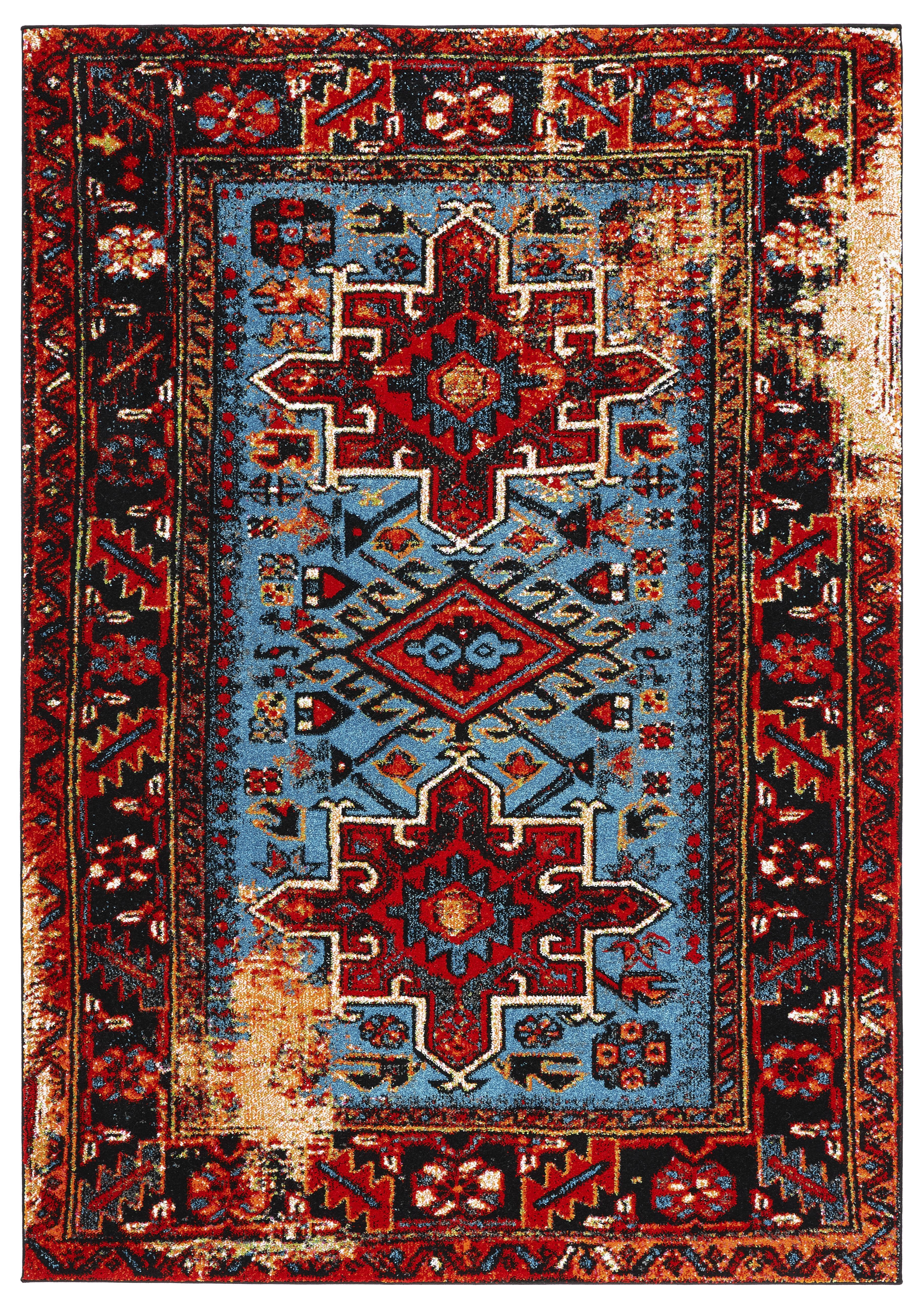 Vintage Hamadan VTH211 Power Loomed Indoor Area Rug - Red/Light Blue - 5'3"x7'6" - Safavieh