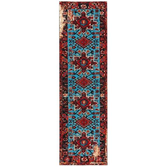 Vintage Hamadan VTH211 Power Loomed Indoor Runner Rug - Red/Light Blue - 2'3"x10' - Safavieh