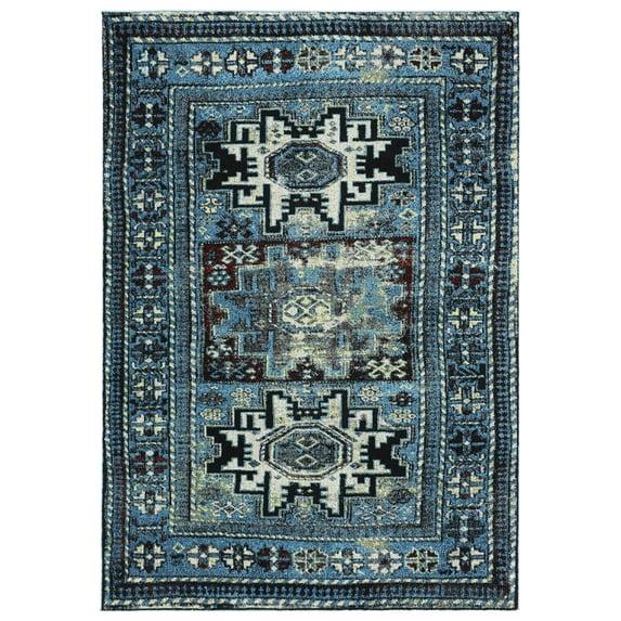 Vintage Hamadan VTH213 Power Loomed Indoor Area Rug - Light Blue/Black - 6'7"x9' - Safavieh