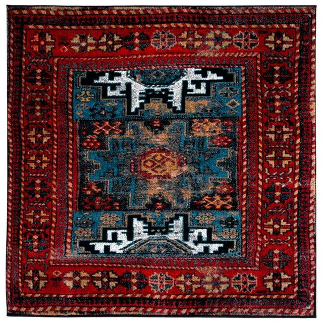 Vintage Hamadan VTH213 Power Loomed Indoor Area Rug - Red/Light Blue - 6'7"x6'7" - Safavieh