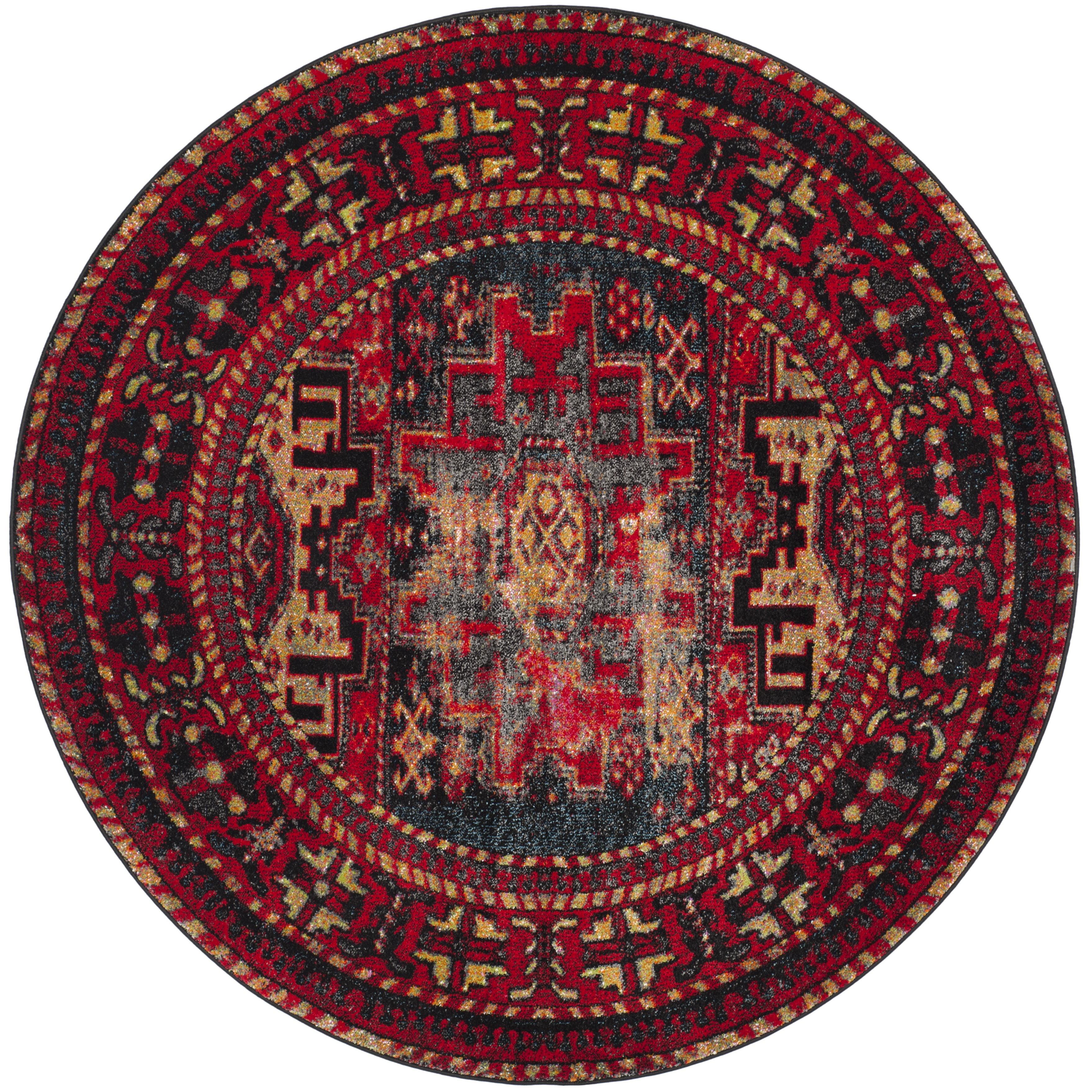 Vintage Hamadan VTH213 Power Loomed Area Rug - Red/Multi - 9' round - Safavieh.