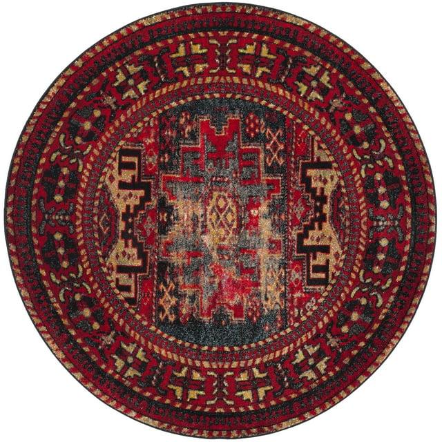 Vintage Hamadan VTH213 Power Loomed Area Rug - Red/Multi - 9' round - Safavieh.
