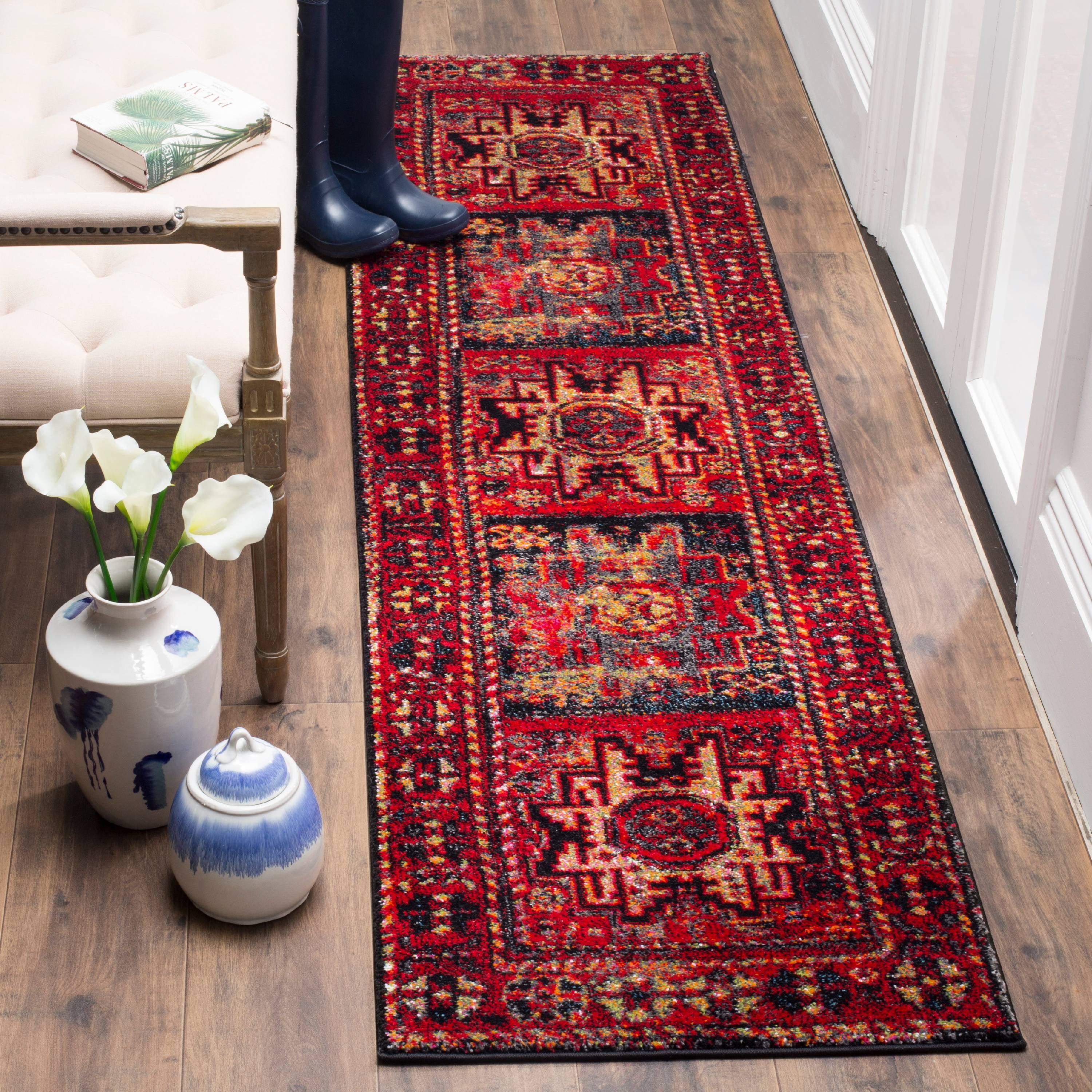 Vintage Hamadan VTH213 Power Loomed Indoor Runner Rug - Red/Multi - 2'3"x18' - Safavieh.