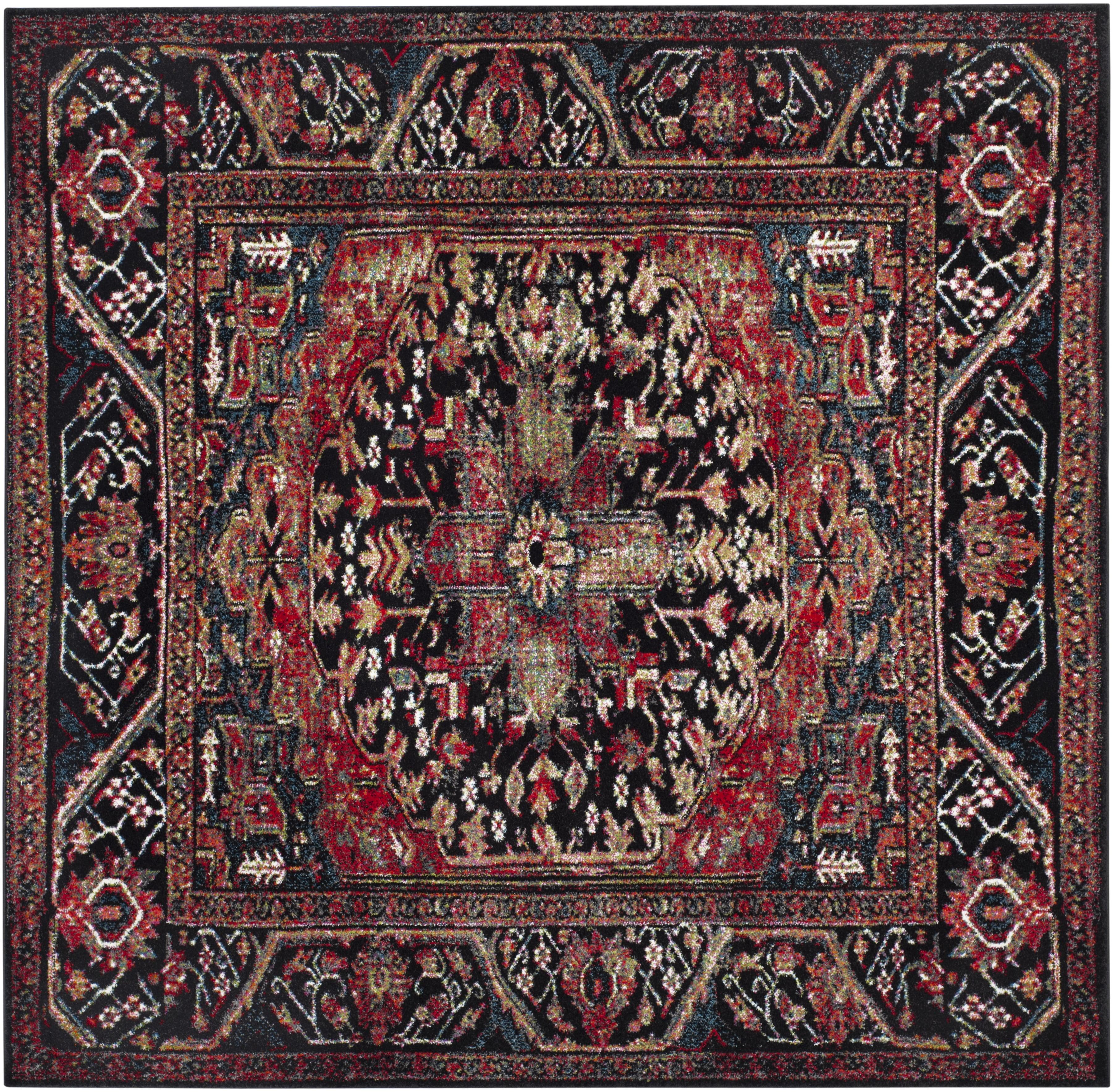 Vintage Hamadan VTH215 Power Loomed Area Rug - Red/Multi - 9'x9' - Safavieh.