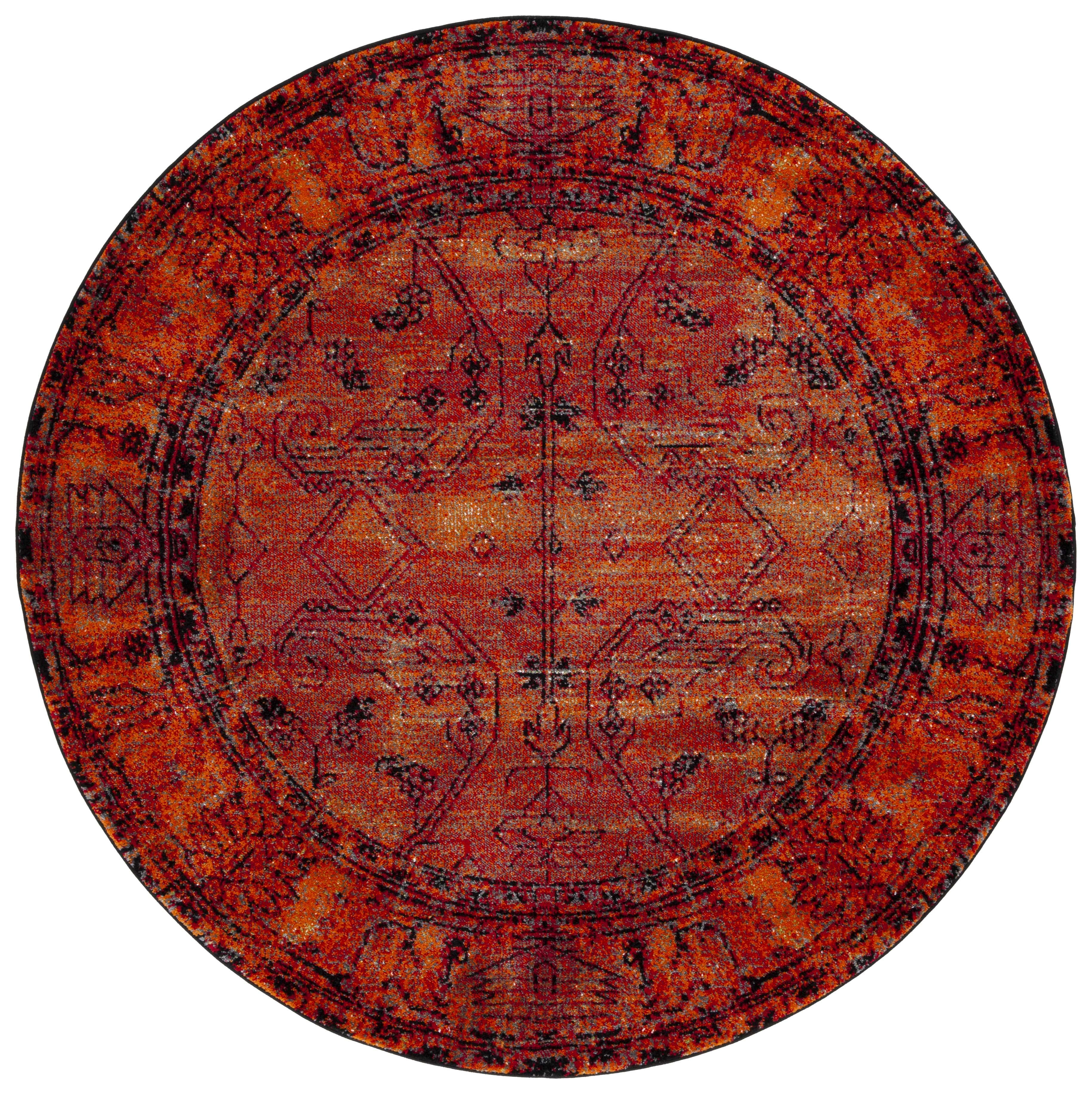 Vintage Hamadan VTH216 Power Loomed Area Rug - Orange - 9' round - Safavieh.