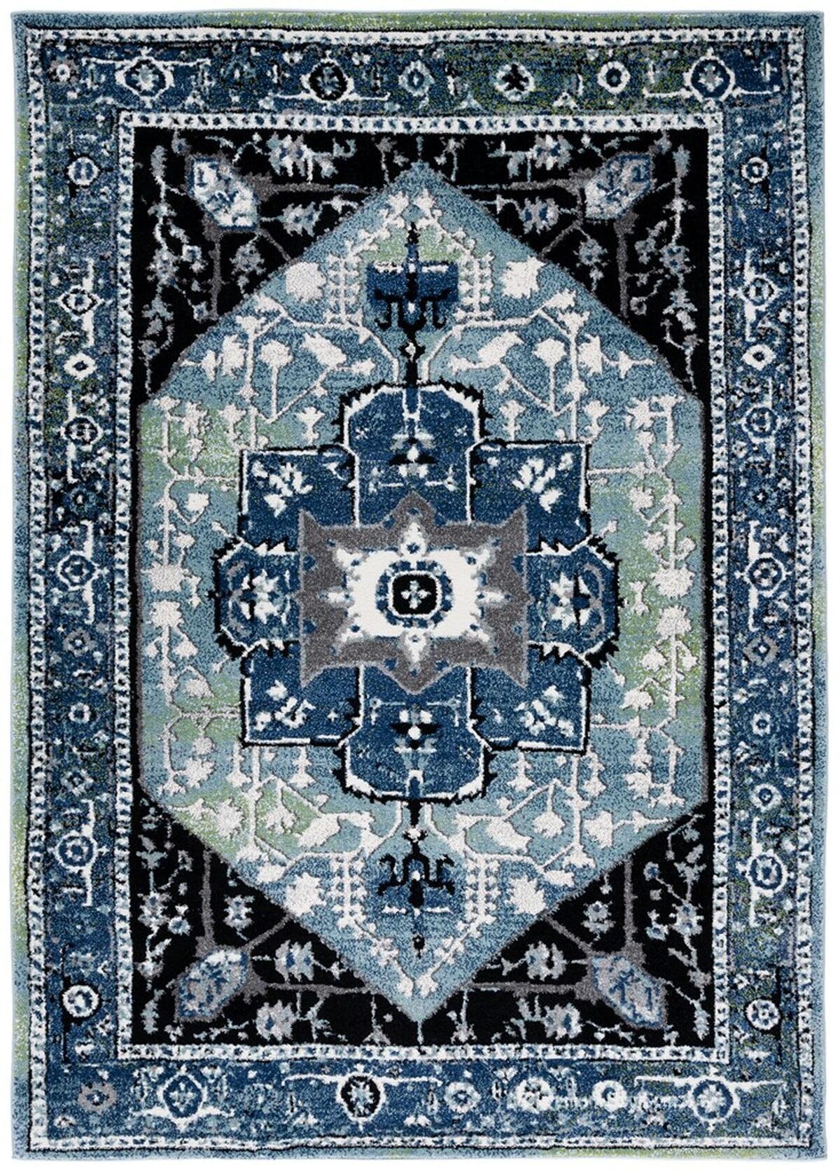 Vintage Hamadan VTH259 Power Loomed Area Rug - Blue/Light Green - 4'x6' - Safavieh.
