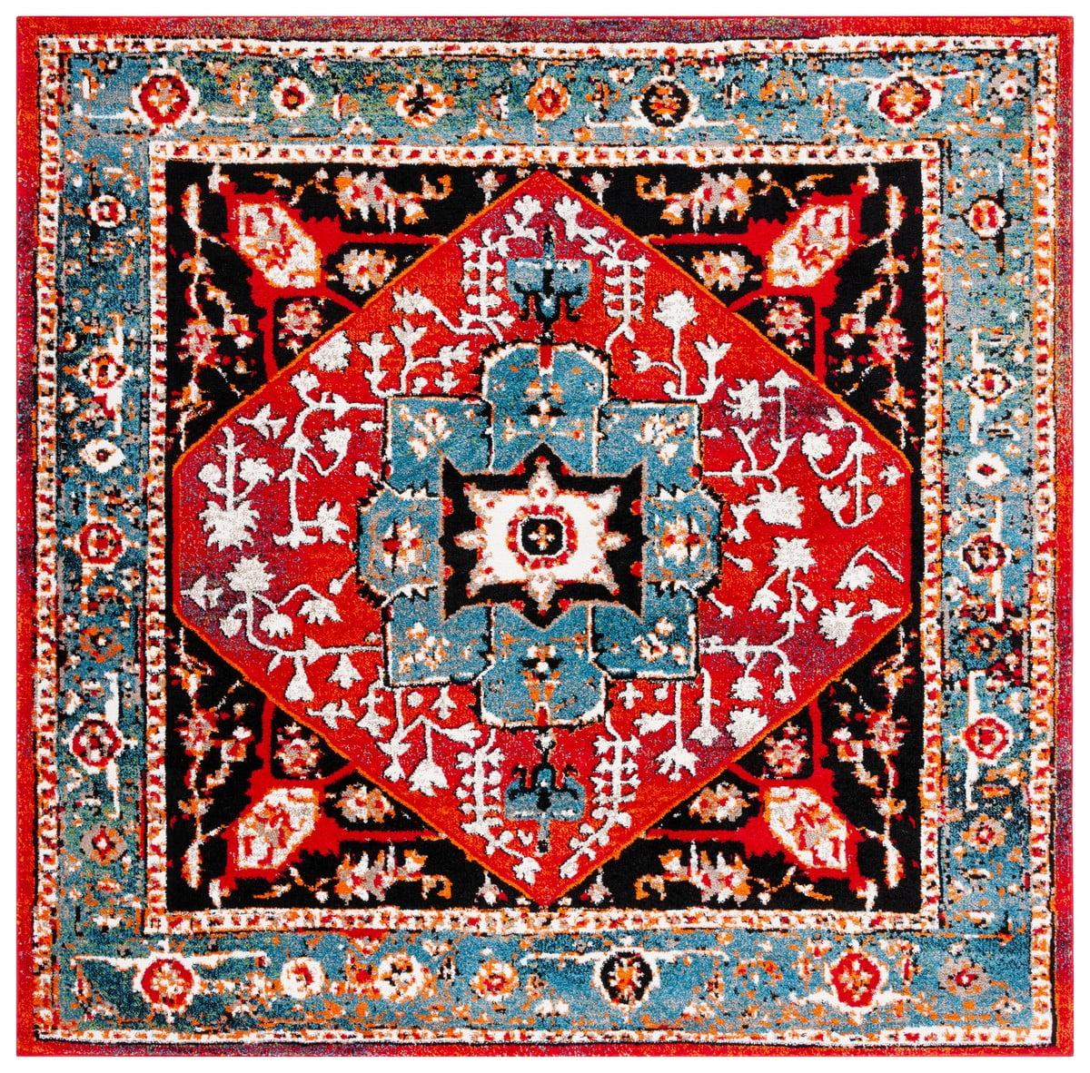 Vintage Hamadan VTH259 Power Loomed Area Rug - Blue/Red - 6'7"x6'7" - Safavieh.
