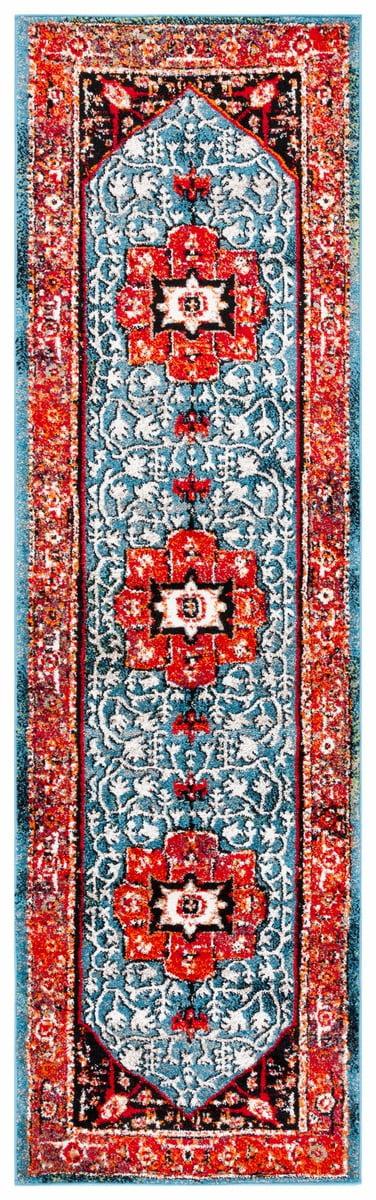 Vintage Hamadan VTH259 Power Loomed Runner Rug - Red/Blue - 2'3"x8' - Safavieh.
