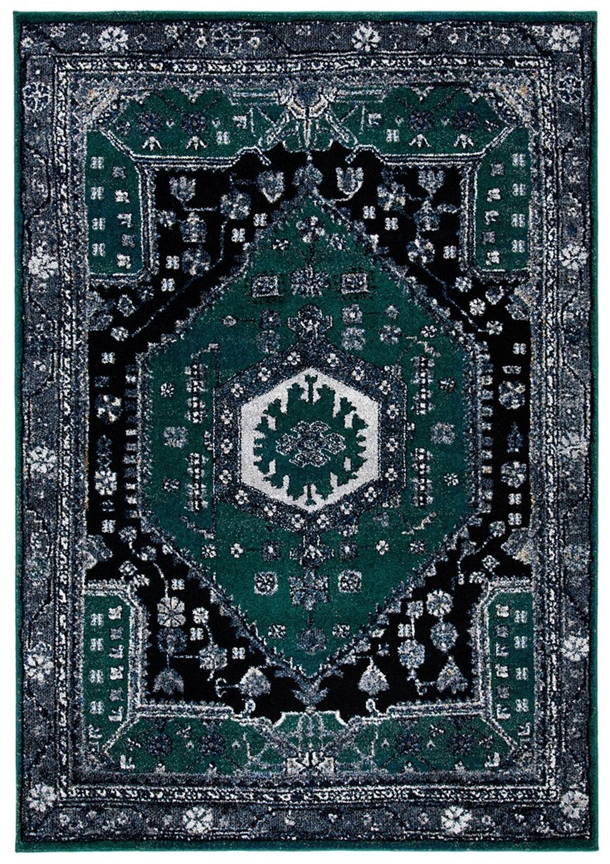 Vintage Hamadan VTH204 Power Loomed Indoor Area Rug - Green/Black - 4'x6' - Safavieh