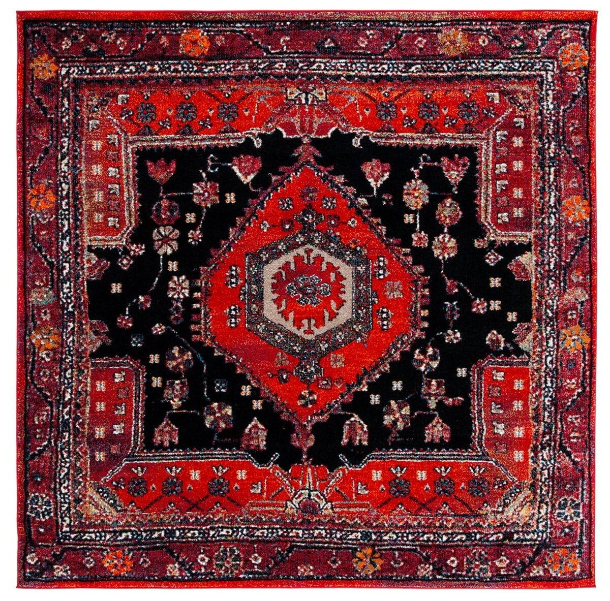 Vintage Hamadan VTH204 Power Loomed Area Rug - Red/Black - 6'7"x6'7" - Safavieh.