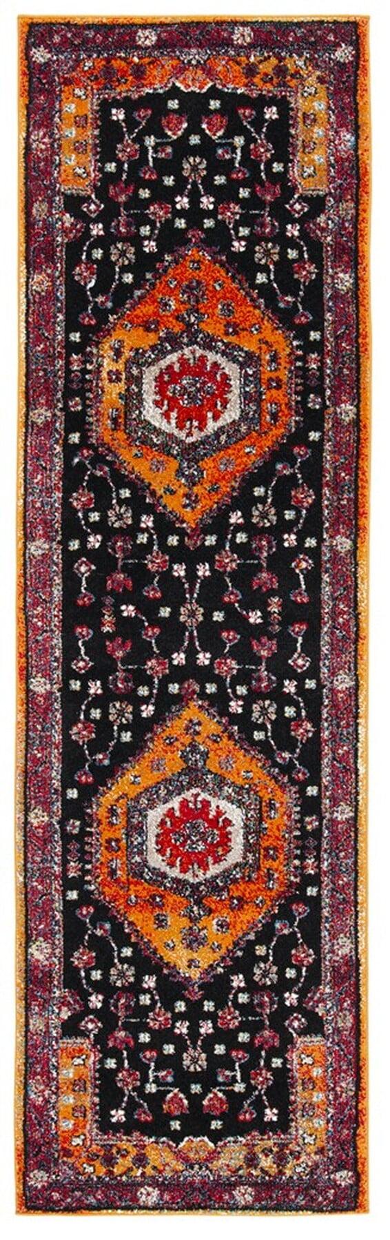 Vintage Hamadan VTH204 Power Loomed Indoor Runner Rug - Orange/Black - 2'3"x8' - Safavieh