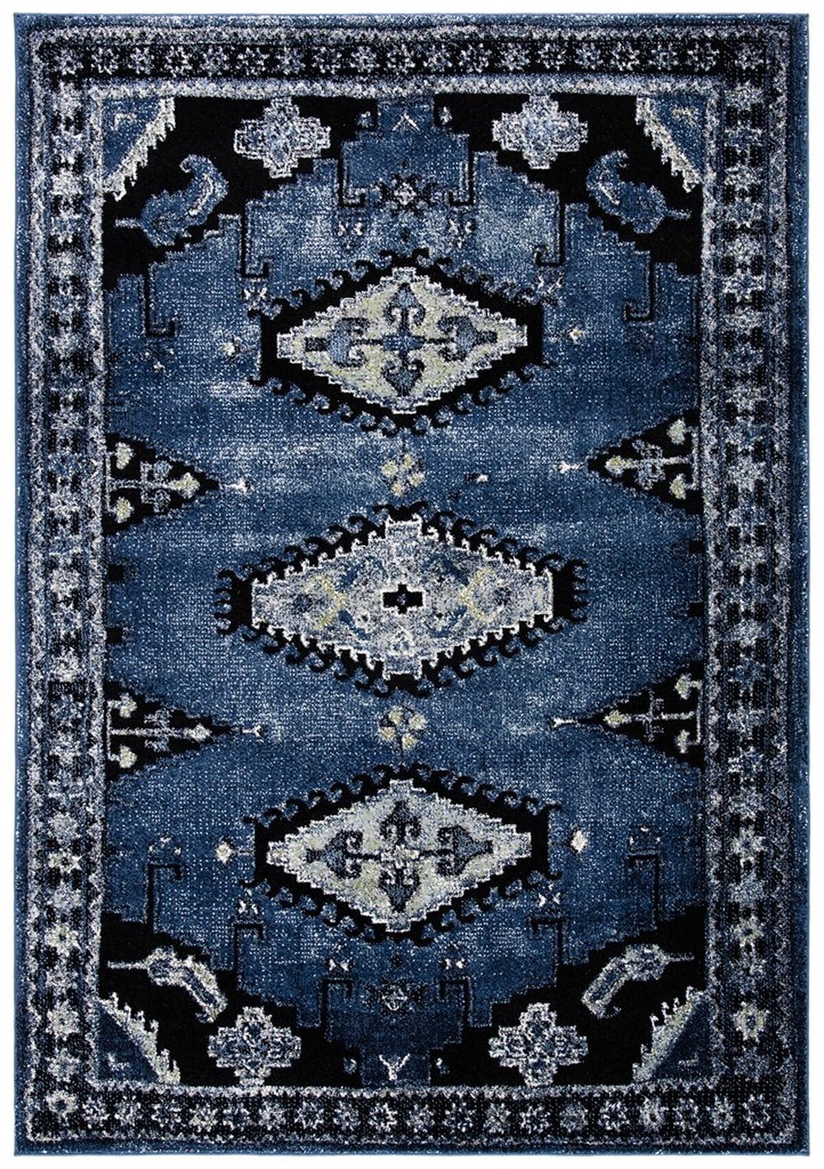 Vintage Hamadan VTH251 Power Loomed Area Rug - Blue/Black - 8'x10' - Safavieh.