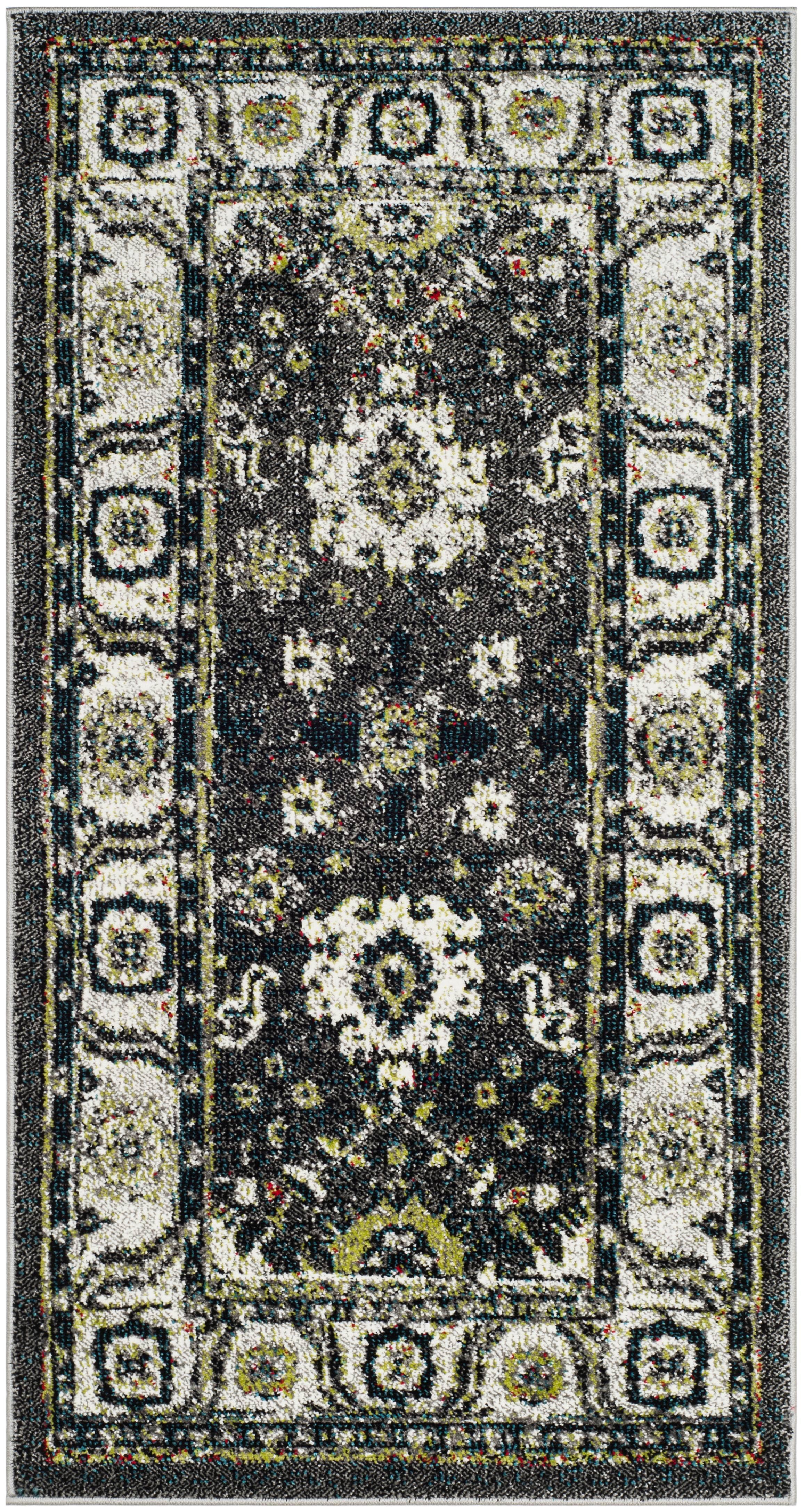 Vintage Hamadan VTH214 Power Loomed Indoor Accent Rug - Dark Grey/Ivory - 2'7"x5' - Safavieh.