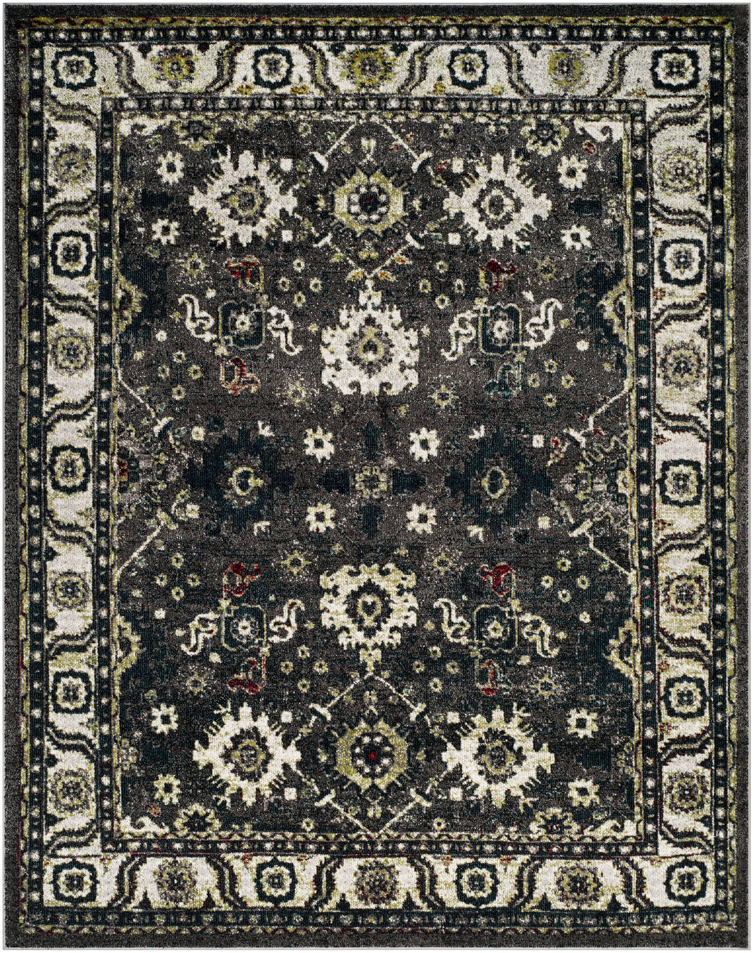 Vintage Hamadan VTH214 Power Loomed Indoor Area Rug - Dark Grey/Ivory - 5'3"x7'6" - Safavieh.