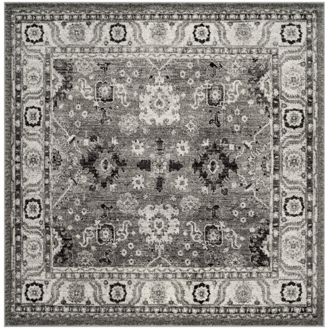 Vintage Hamadan VTH214 Power Loomed Indoor Area Rug - Grey/Black - 6'7"x6'7" - Safavieh.