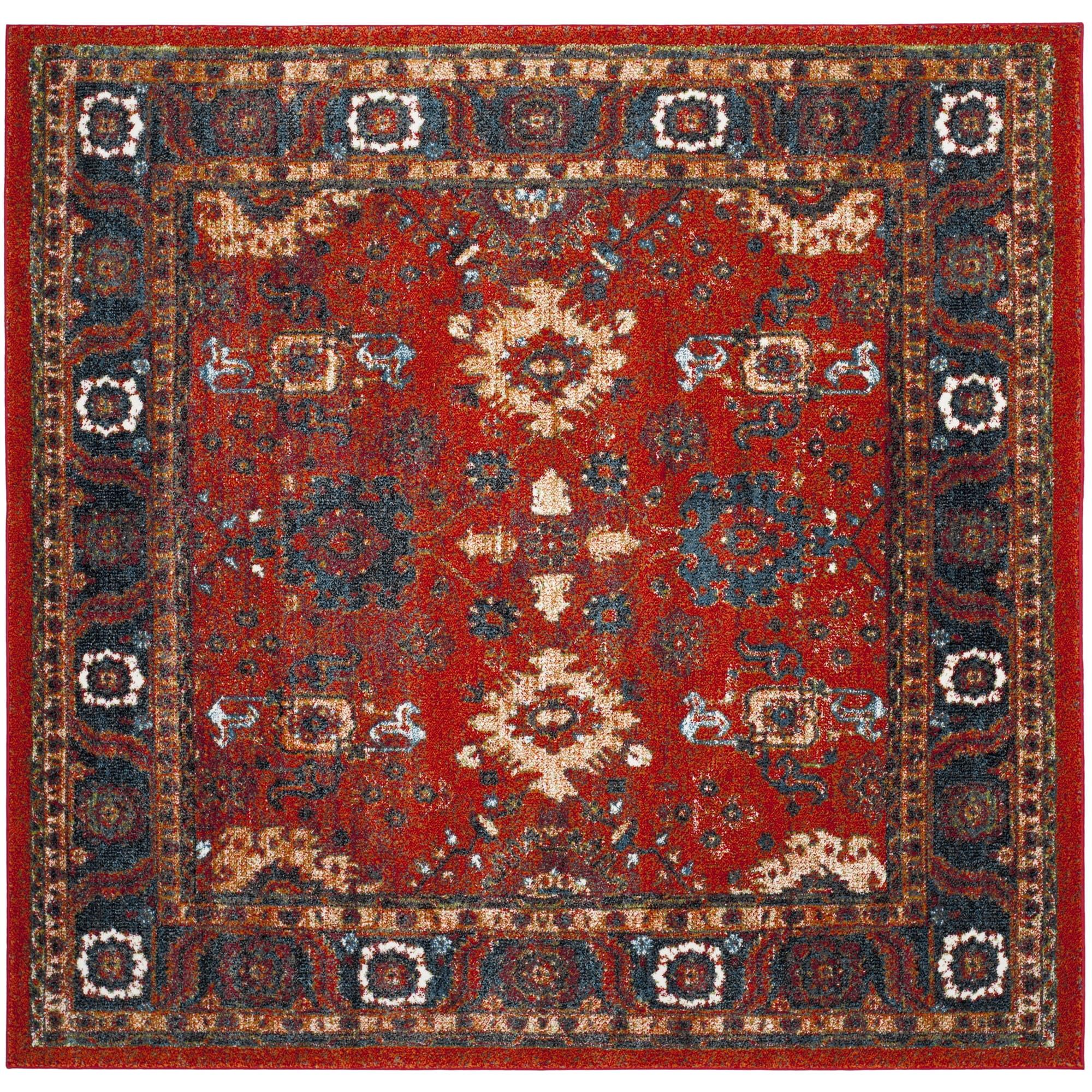 Vintage Hamadan VTH214 Power Loomed Indoor Area Rug - Orange/Blue - 6'7"x6'7" - Safavieh