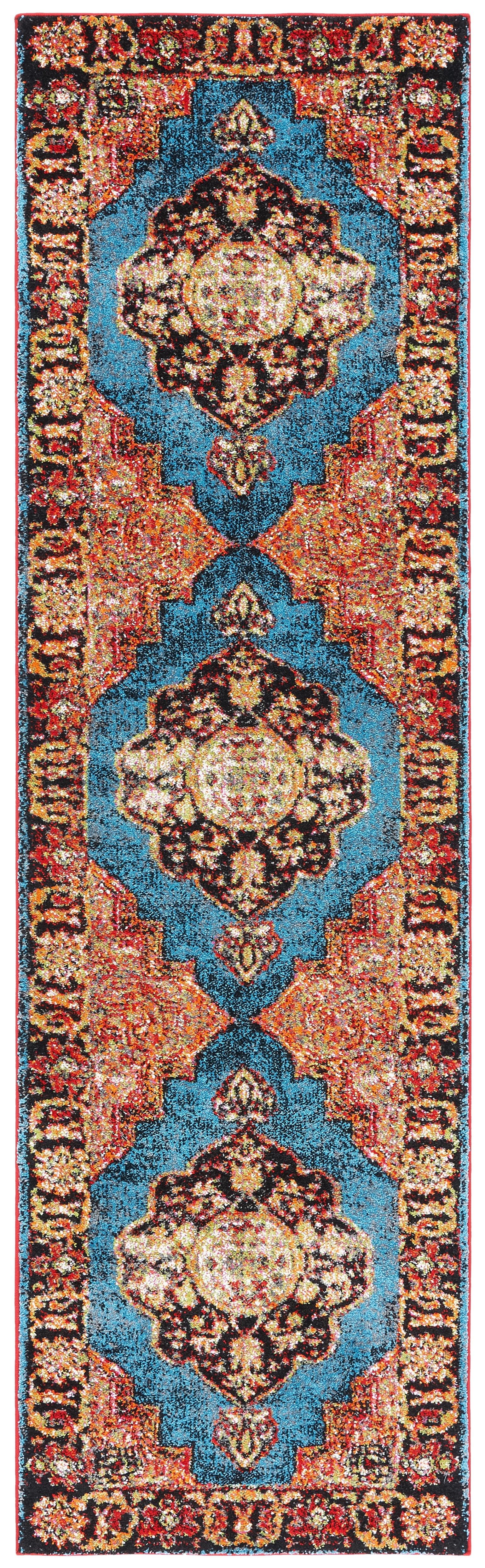 Vintage Hamadan VTH219 Power Loomed Indoor Runner Rug - Gold/Light Blue - 2'3"x8' - Safavieh