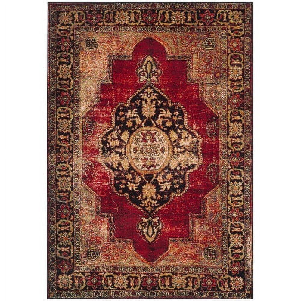 Elegant Vintage Red Multi Synthetic 2'2" x 8' Runner Rug