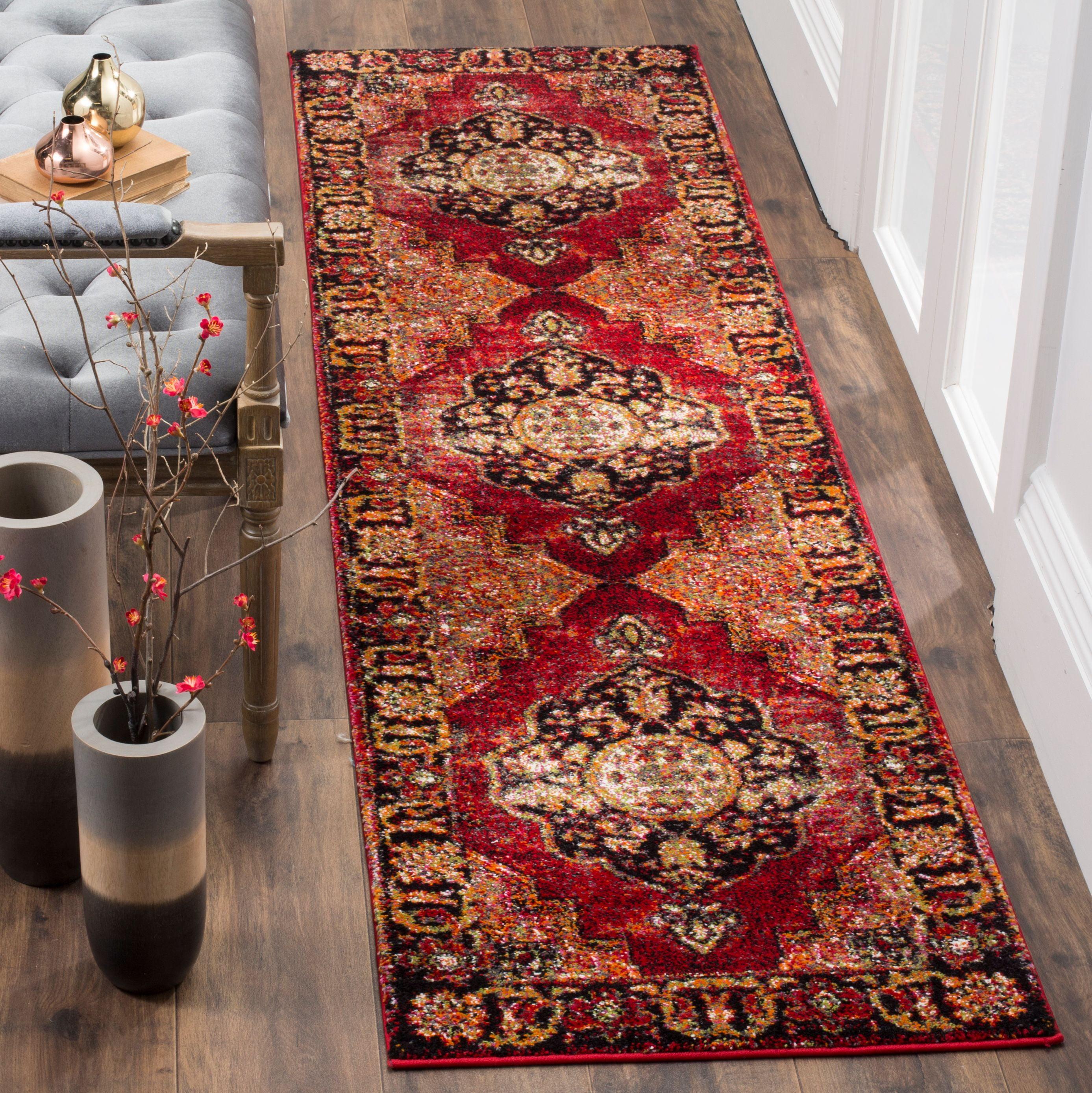 Vintage Hamadan VTH219 Power Loomed Indoor Runner Rug - Red/Multi - 2'3"x14' - Safavieh
