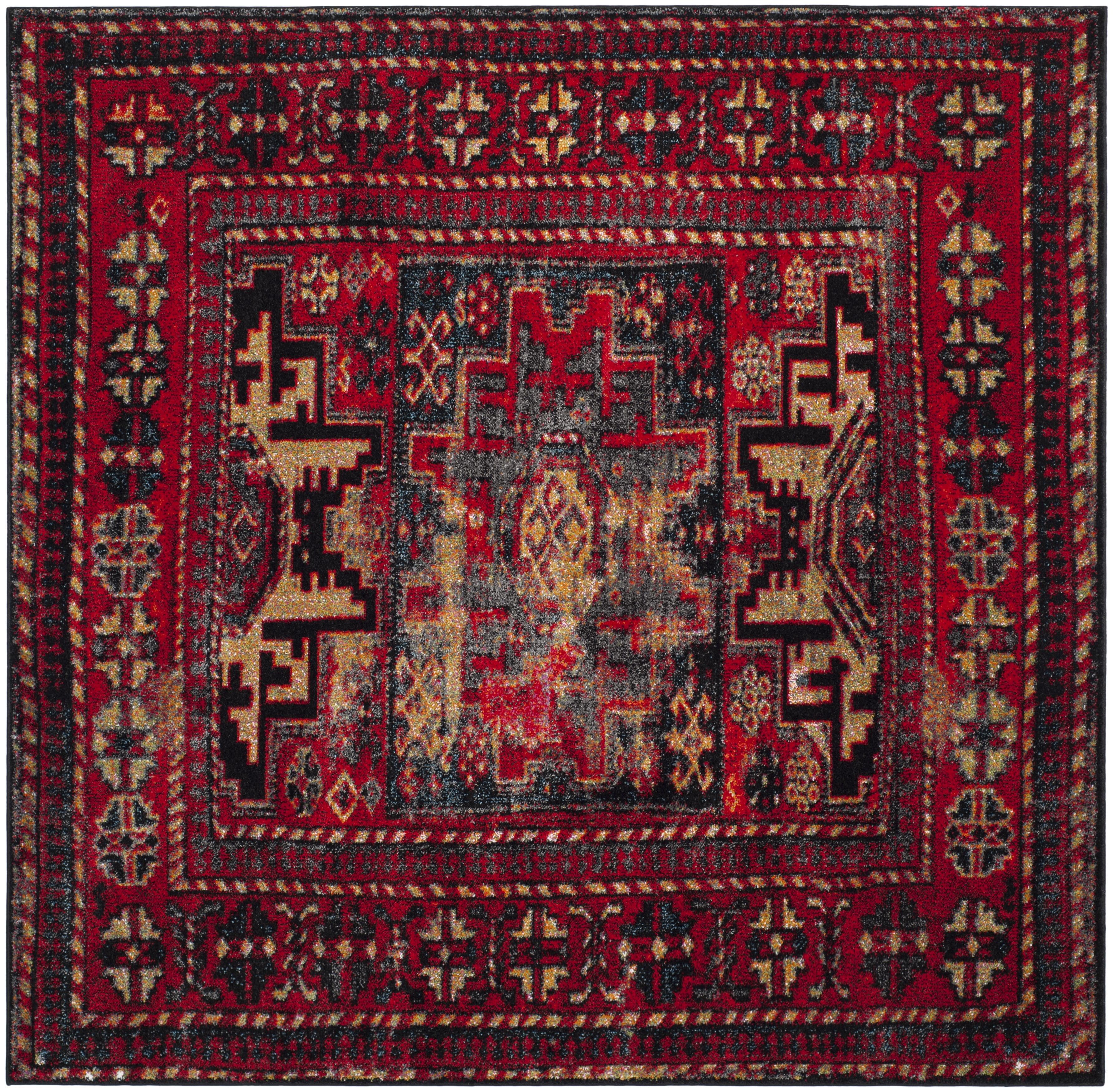 SAFAVIEH Vintage Hamadan Edin Oriental Area Rug, Red/Multi, 10' x 10' Square