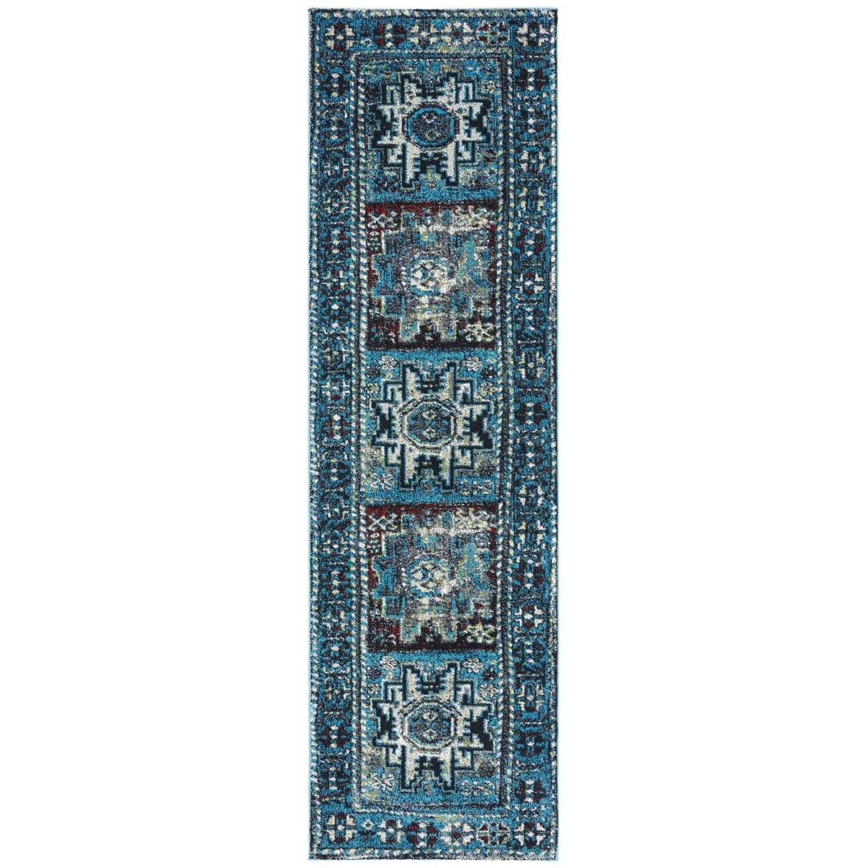 Vintage Hamadan VTH213 Power Loomed Runner Rug - Light Blue/Black - 2'3"x8' - Safavieh.