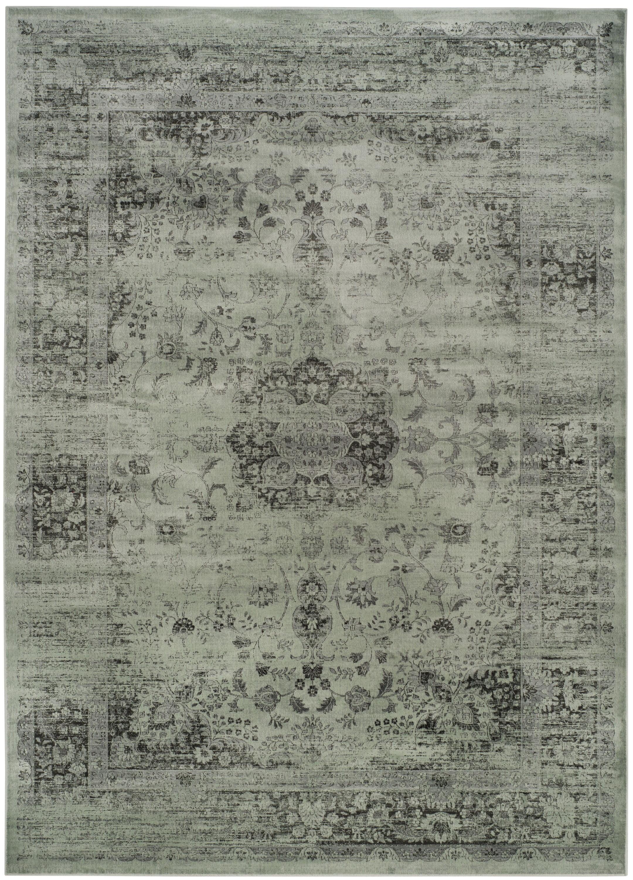 Spruce and Ivory 10' x 14' Reversible Wool and Silk Rug