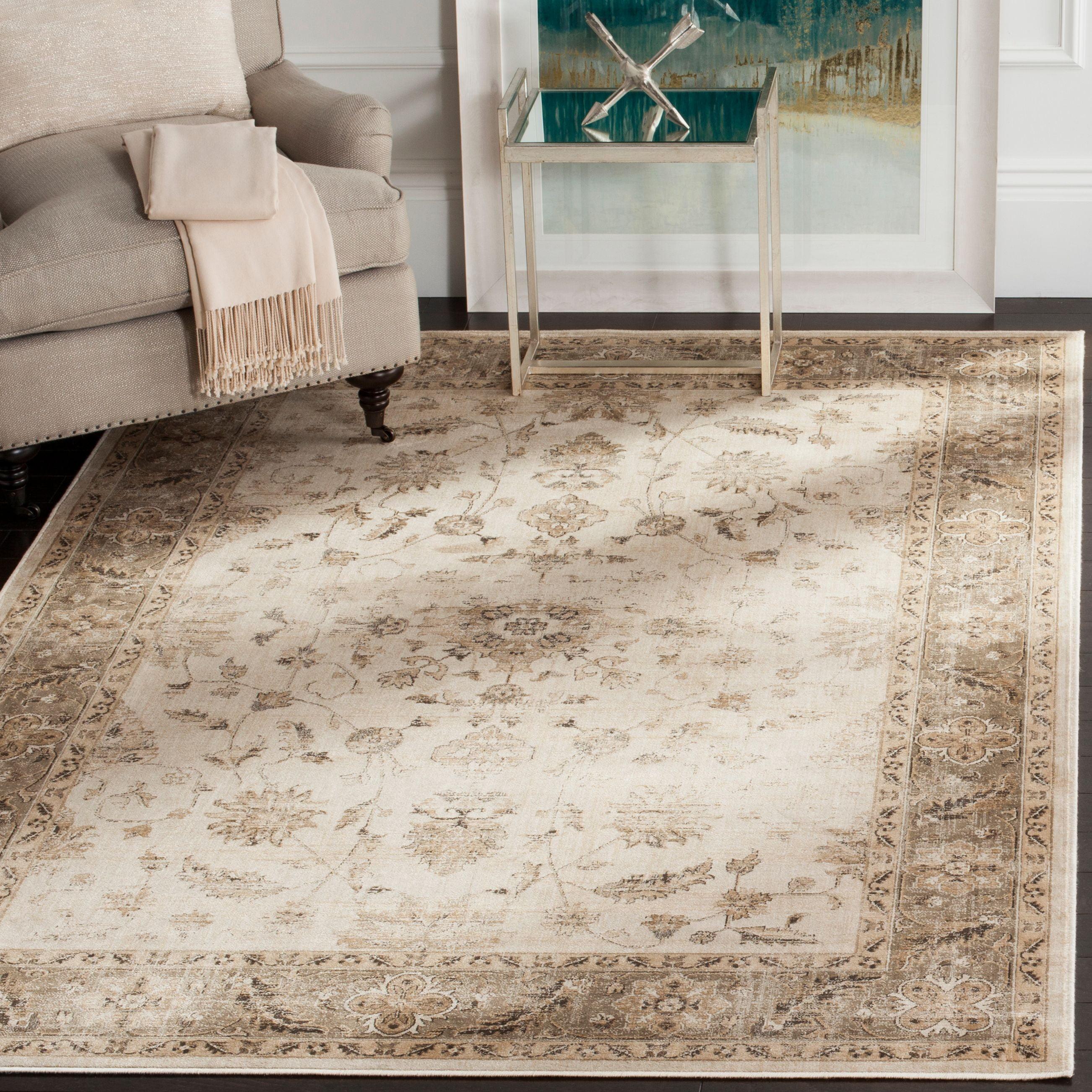 Vintage VTG168 Power Loomed Indoor Area Rug - Stone/Mouse - 6'x6' - Safavieh.