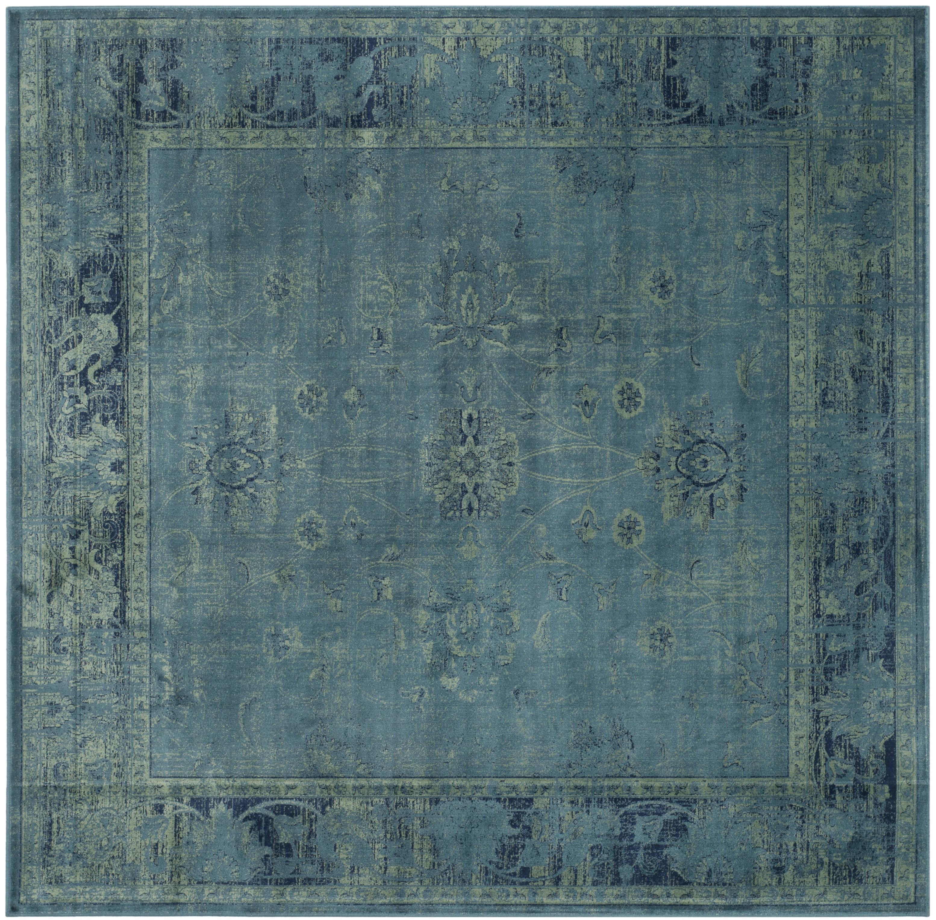 SAFAVIEH Vintage Jaxon Bordered Area Rug, Turquoise/Multi, 6' x 6' Square