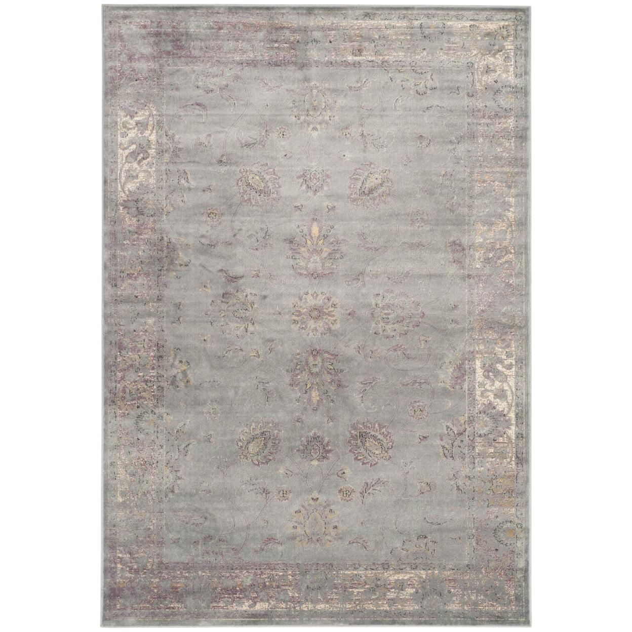 Hand-Knotted Grey and Multicolor Viscose 5' x 7' Transitional Area Rug