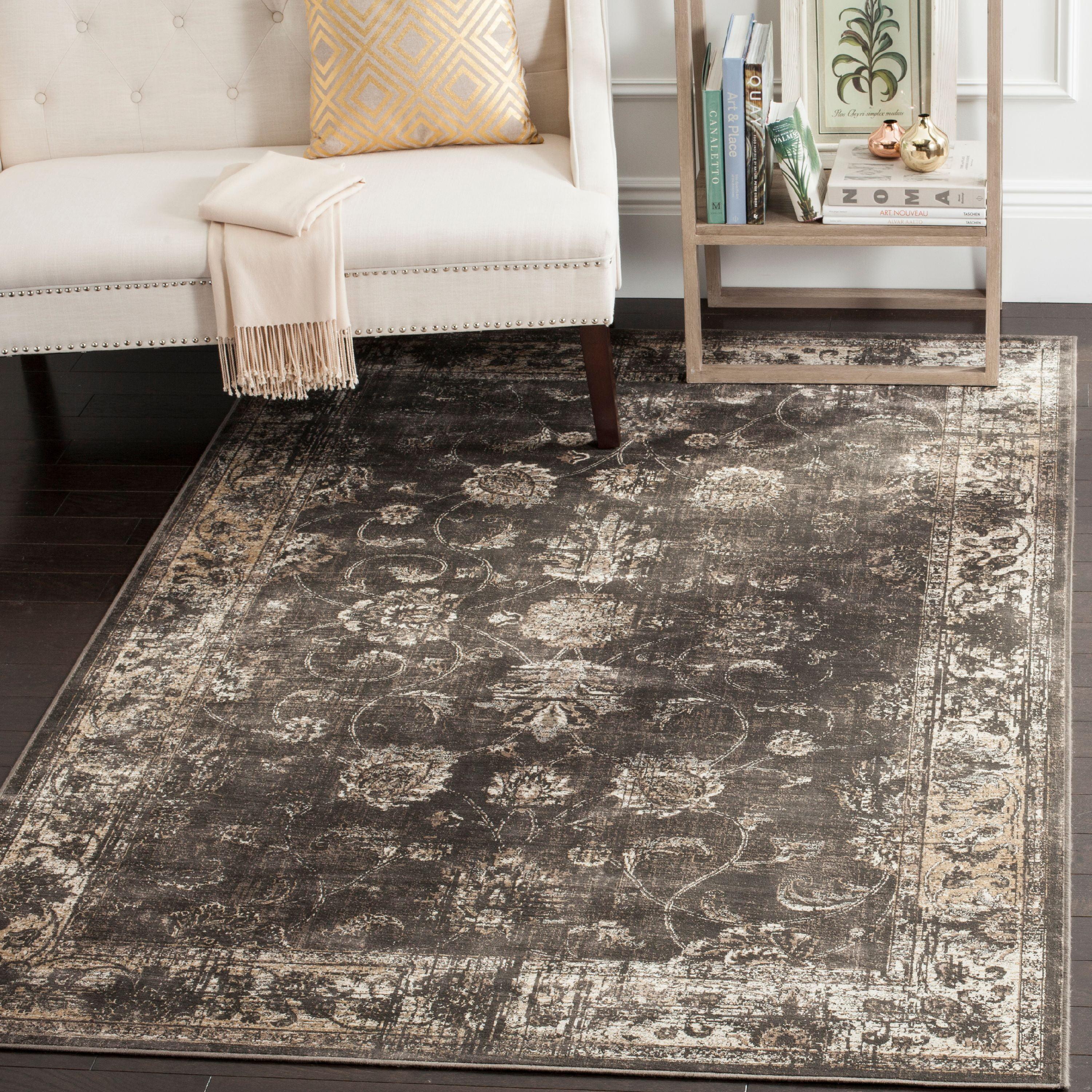 SAFAVIEH Vintage Jaxon Traditional Area Rug, Soft Anthracite, 10' x 14'