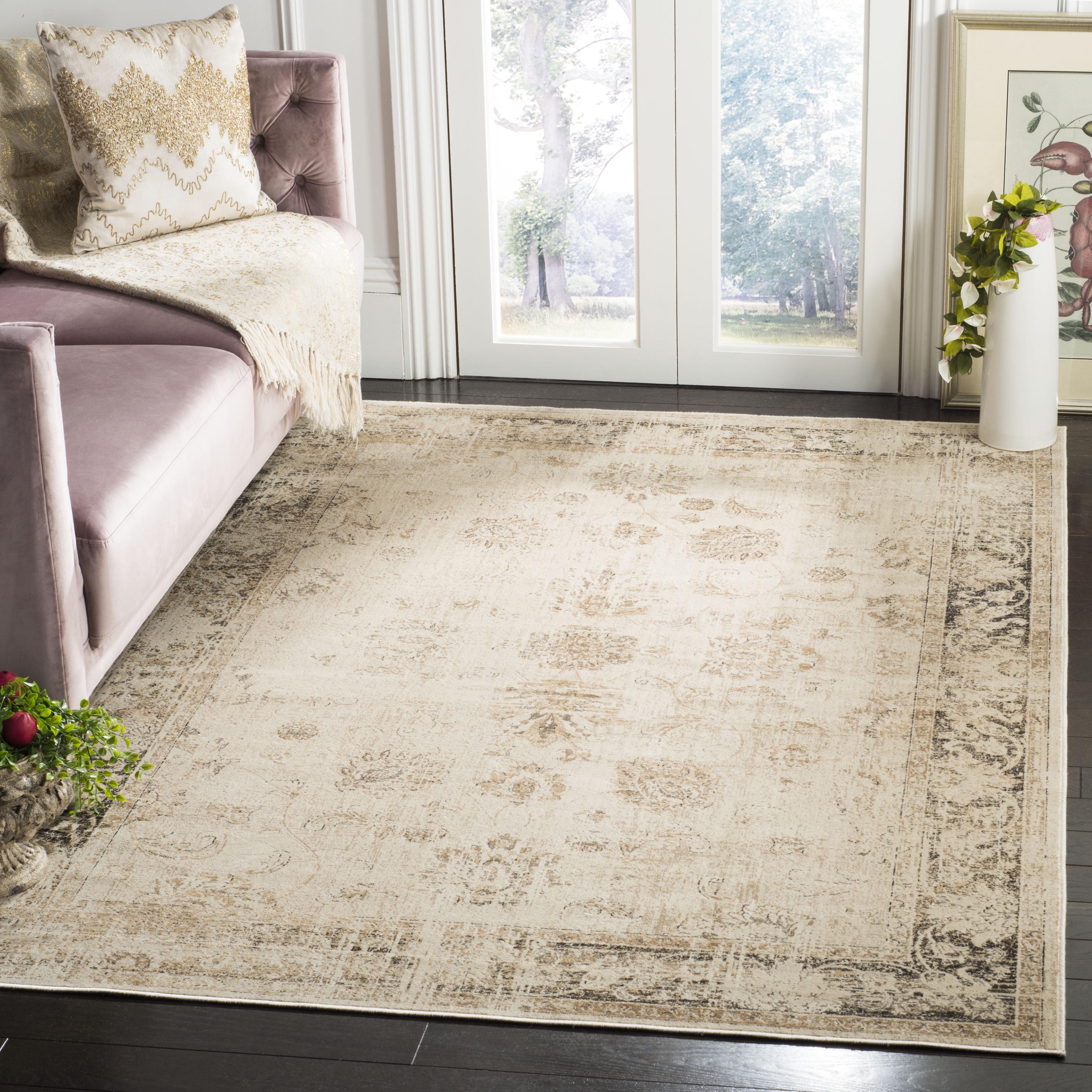Vintage VTG117 Power Loomed Indoor Skid-Resistant Area Rug - Stone - 4'x5'7" - Safavieh
