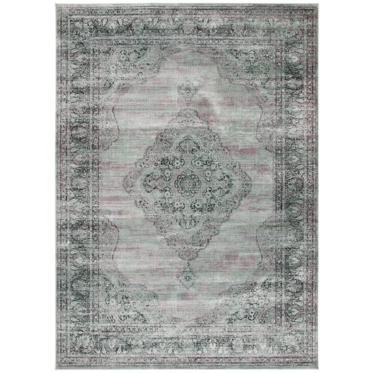 Vintage VTG112 Power Loomed Indoor Skid-Resistant Area Rug - Light Blue - 6' Round - Safavieh