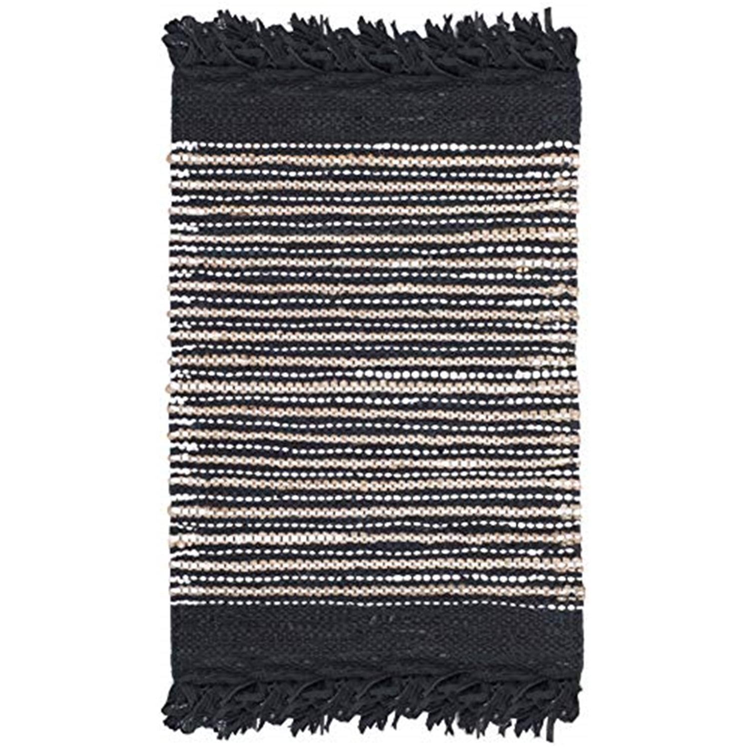 Handmade Vintage Boho Fringe Black & Multi Cowhide Area Rug - 3' x 5'