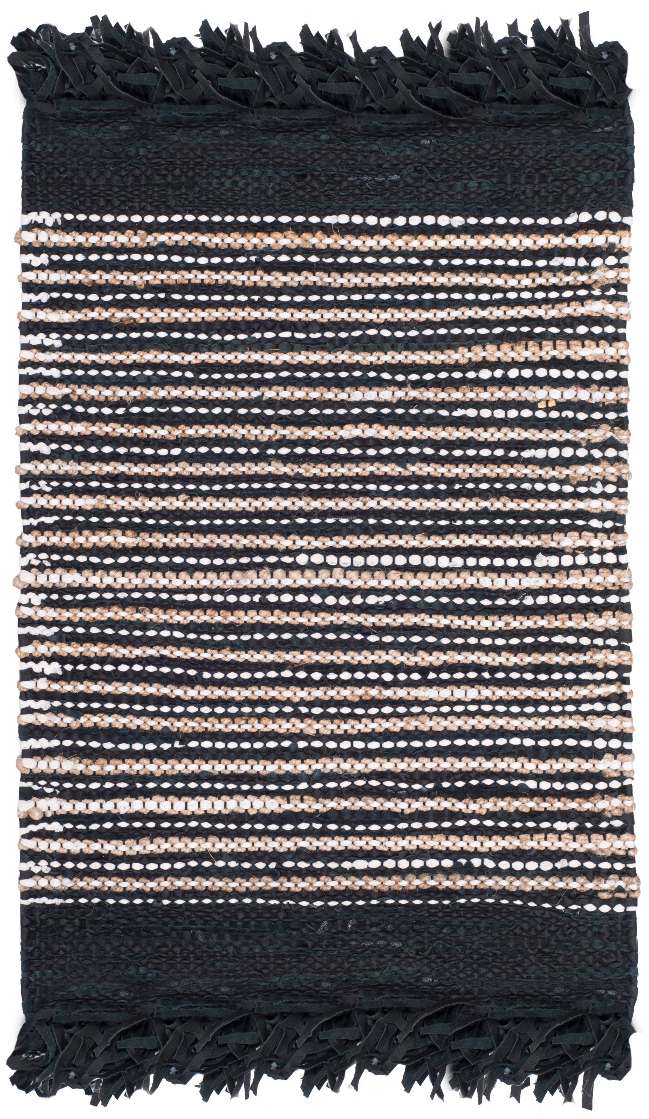 Vintage Leather VTL373 Hand Woven Indoor Area Rug - Black/Multi - 4'x6' - Safavieh.