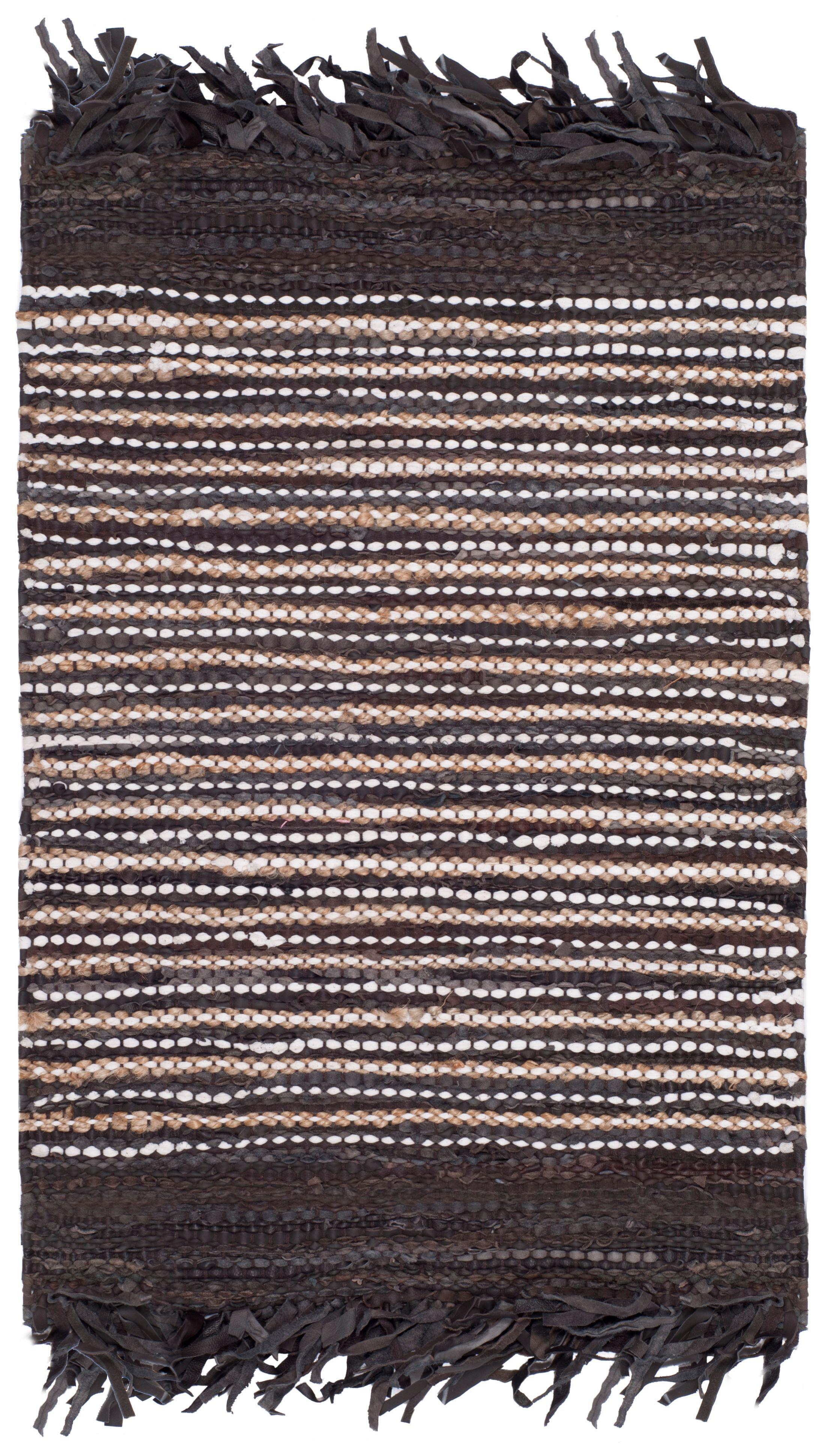 Vintage Leather VTL373 Hand Woven Indoor Area Rug - Dark Brown/Multi - 4'x6' - Safavieh.