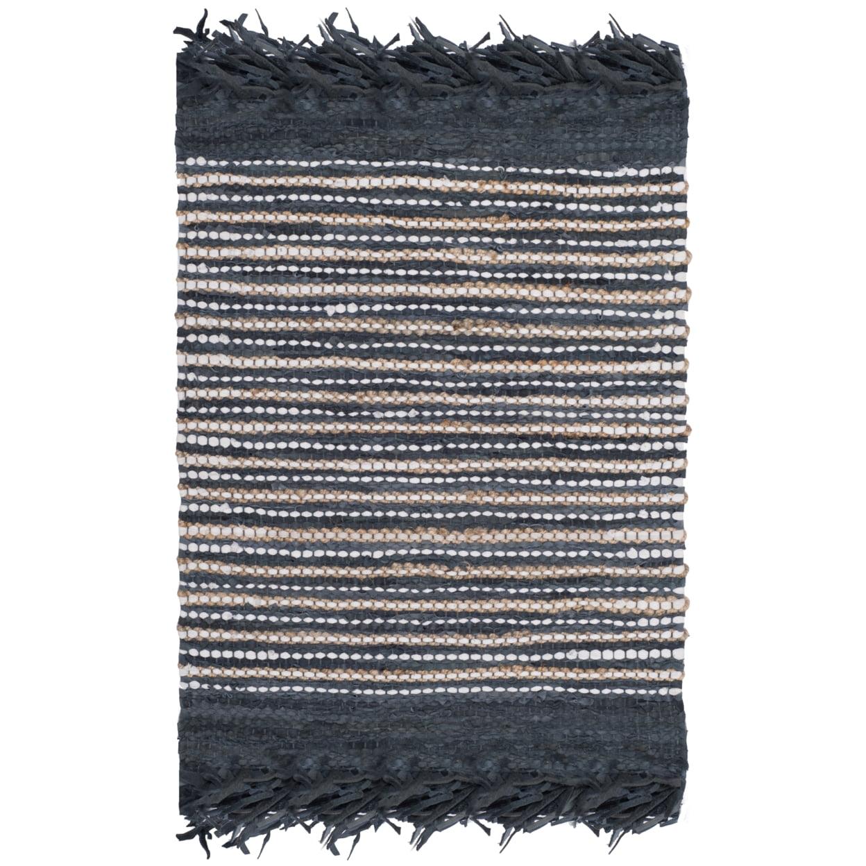 Vintage Leather VTL373 Hand Woven Indoor Accent Rug - Dark Grey/Multi - 3'x5' - Safavieh.