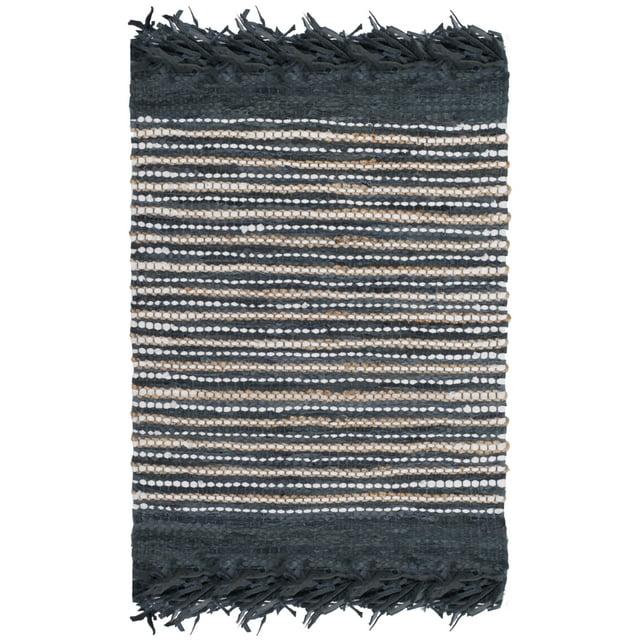 Vintage Leather VTL373 Hand Woven Indoor Accent Rug - Dark Grey/Multi - 3'x5' - Safavieh.
