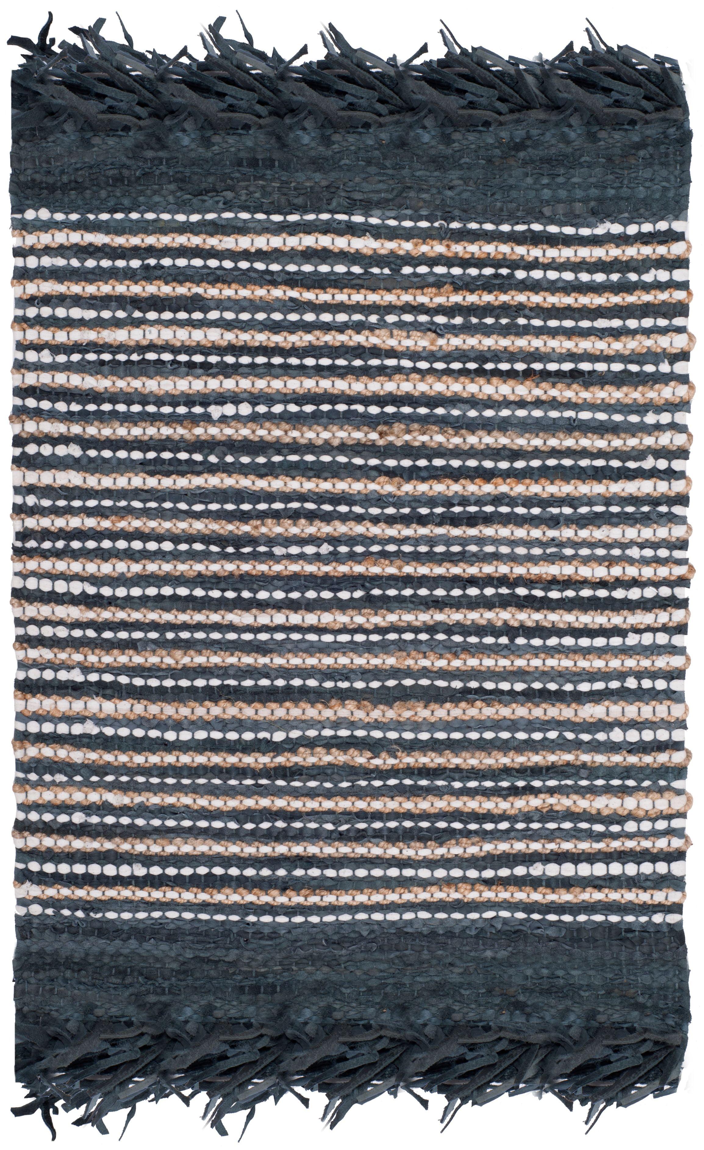 Vintage Leather VTL373 Hand Woven Indoor Area Rug - Dark Grey/Multi - 6'x9' - Safavieh.