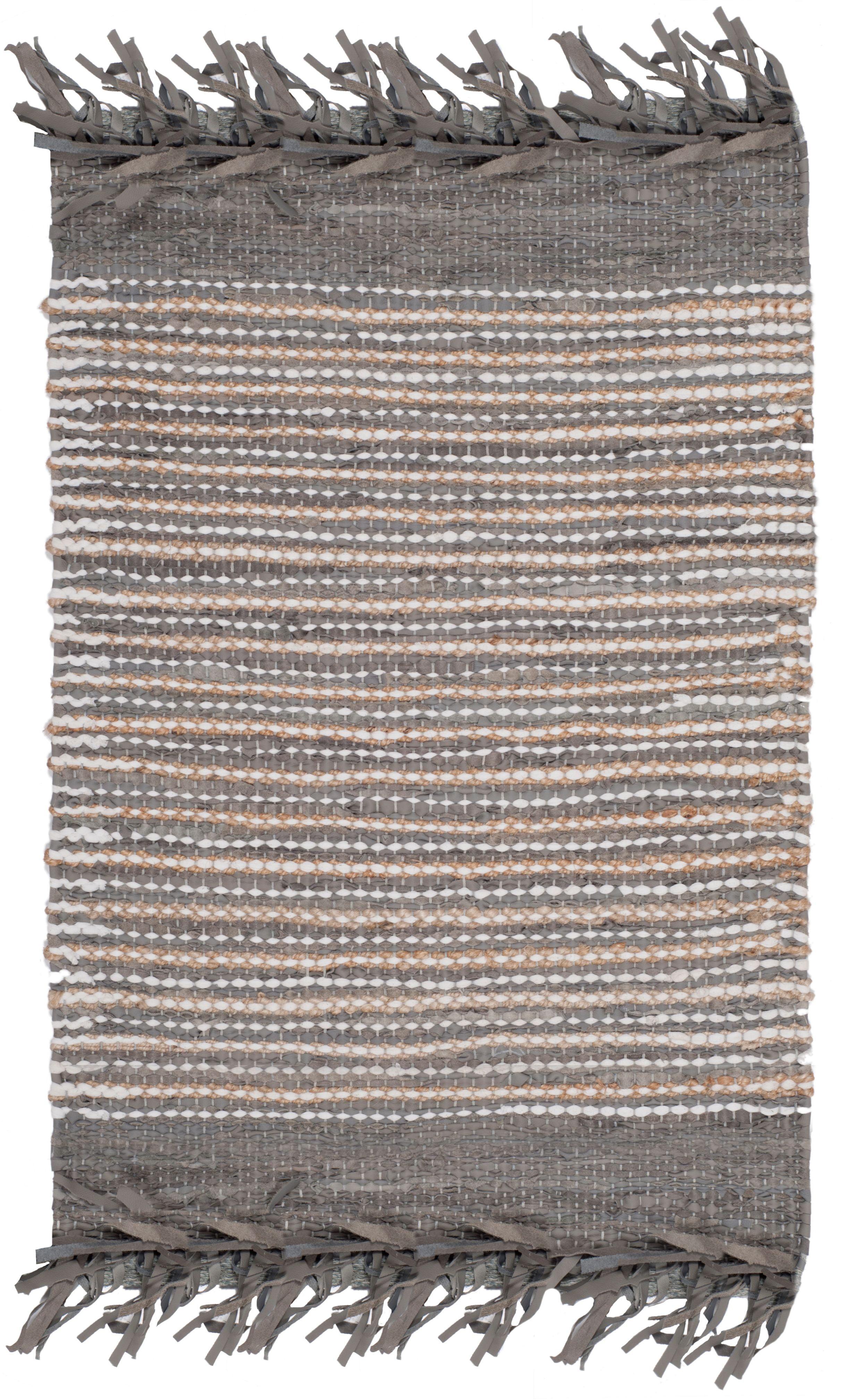 Vintage Leather VTL373 Hand Woven Indoor Area Rug - Grey/Multi - 5'x8' - Safavieh.