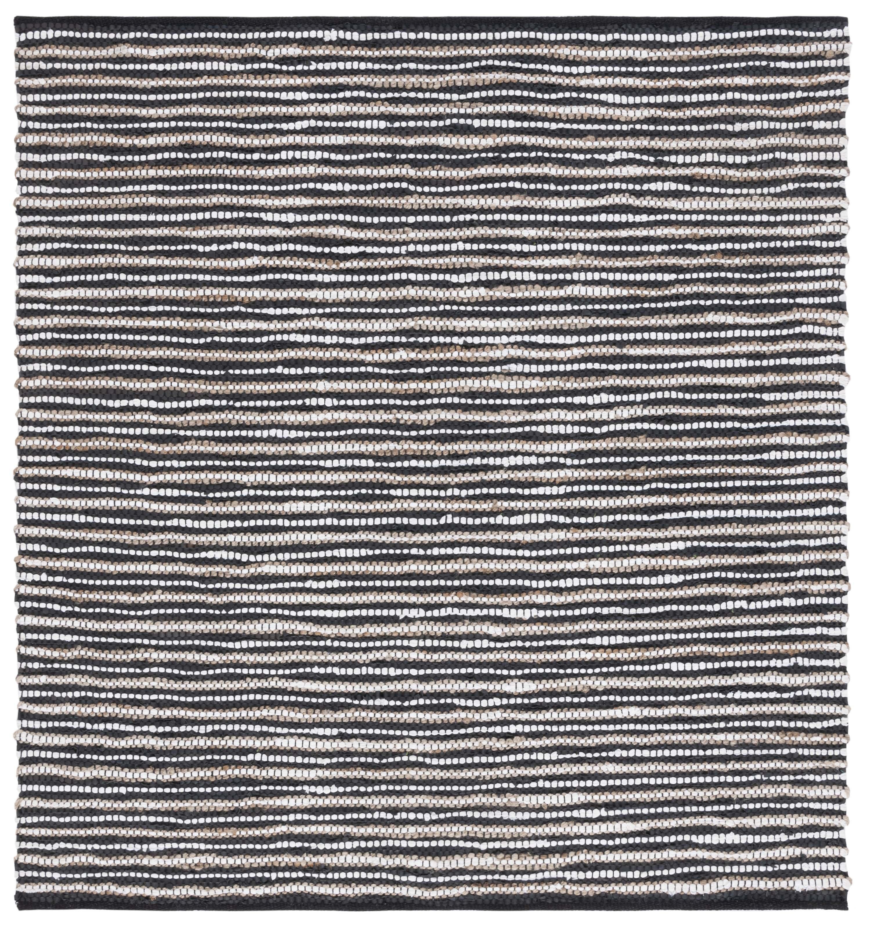 Vintage Leather VTL205 Hand Woven Area Rug - Black/Ivory - 6'x6' - Safavieh.