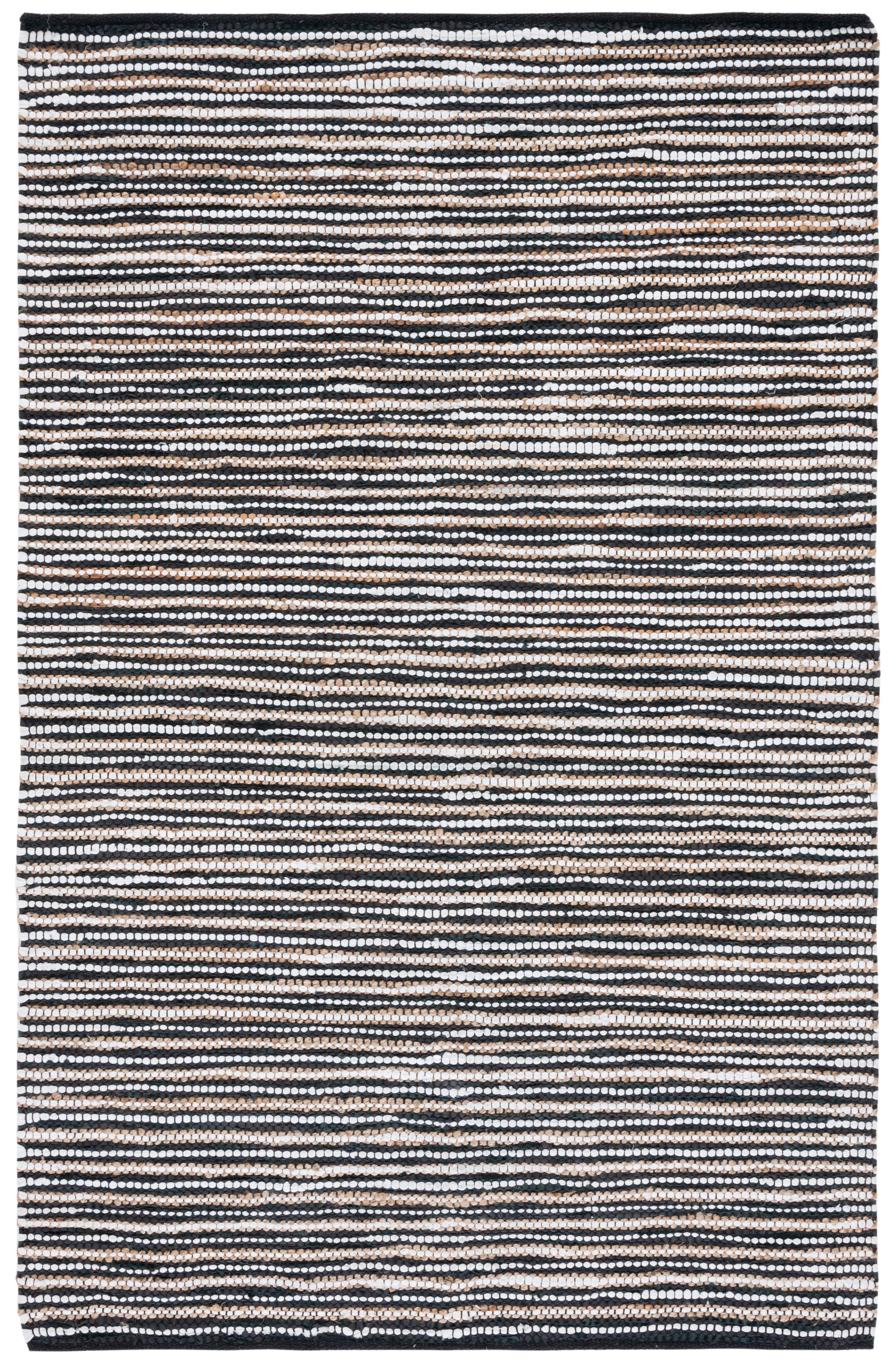 Vintage Leather VTL205 Hand Woven Area Rug - Black/Ivory - 8'x10' - Safavieh.