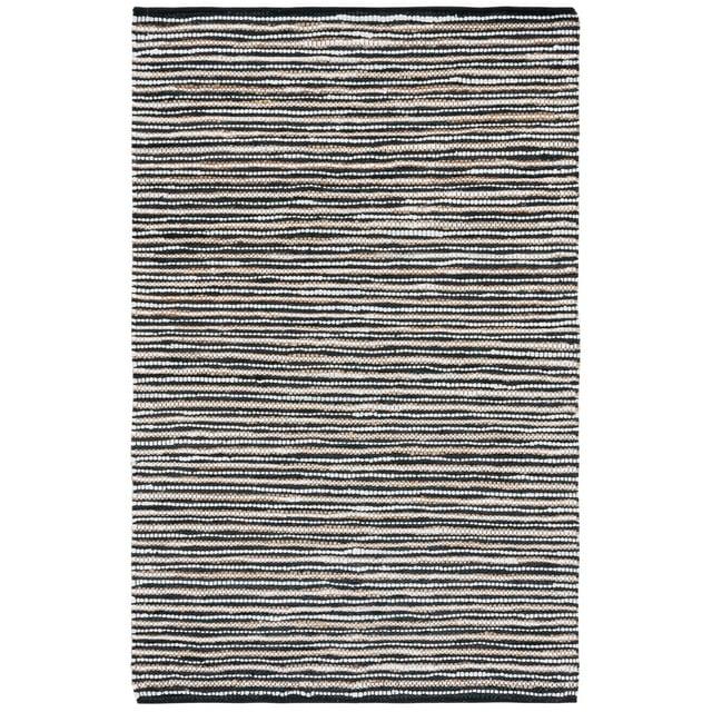Vintage Leather VTL205 Hand Woven Area Rug - Black/Ivory - 8'x10' - Safavieh.