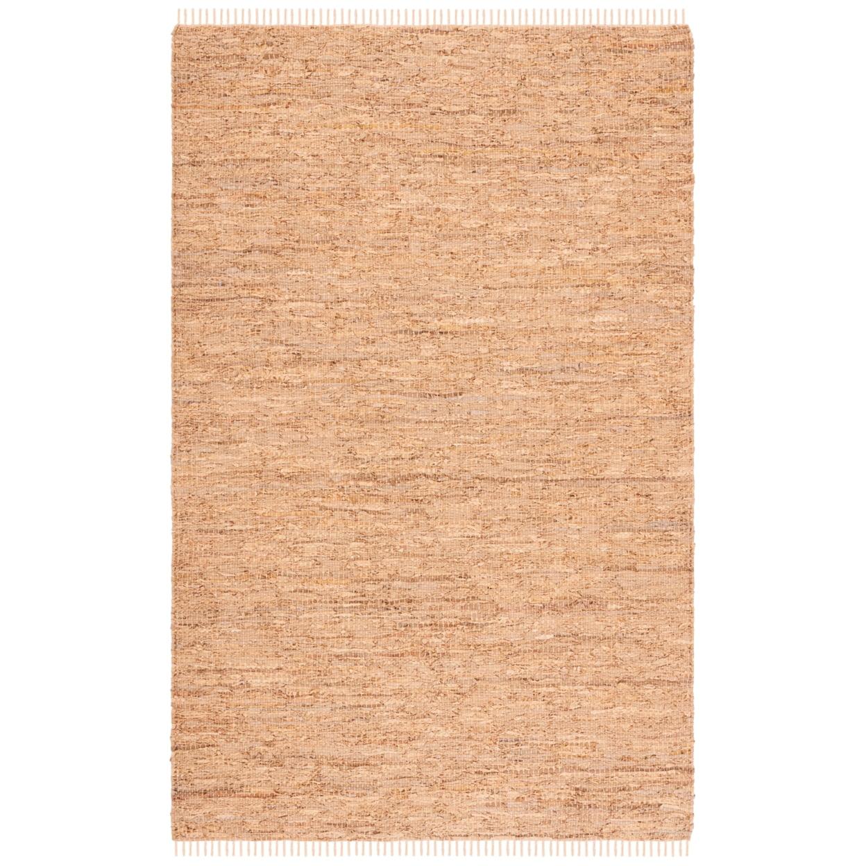 Leather Shag LSG511 Handwoven Area Rug - Light Gold - 5'x8' - Safavieh