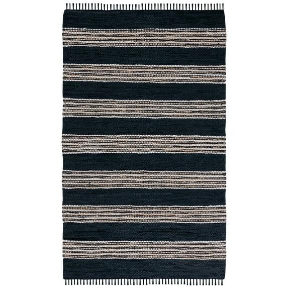 Vintage Leather VTL601 Hand Woven Area Rug - Black/Natural - 8'x10' - Safavieh.