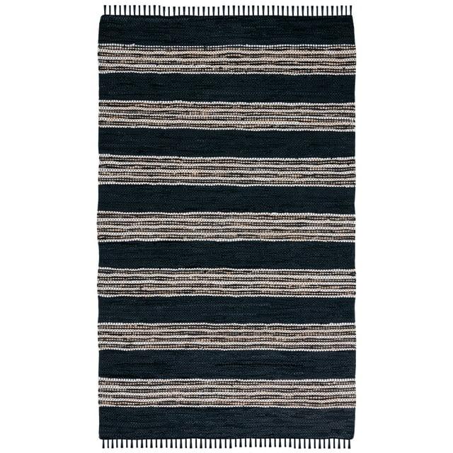 Vintage Leather VTL601 Hand Woven Area Rug - Black/Natural - 8'x10' - Safavieh.