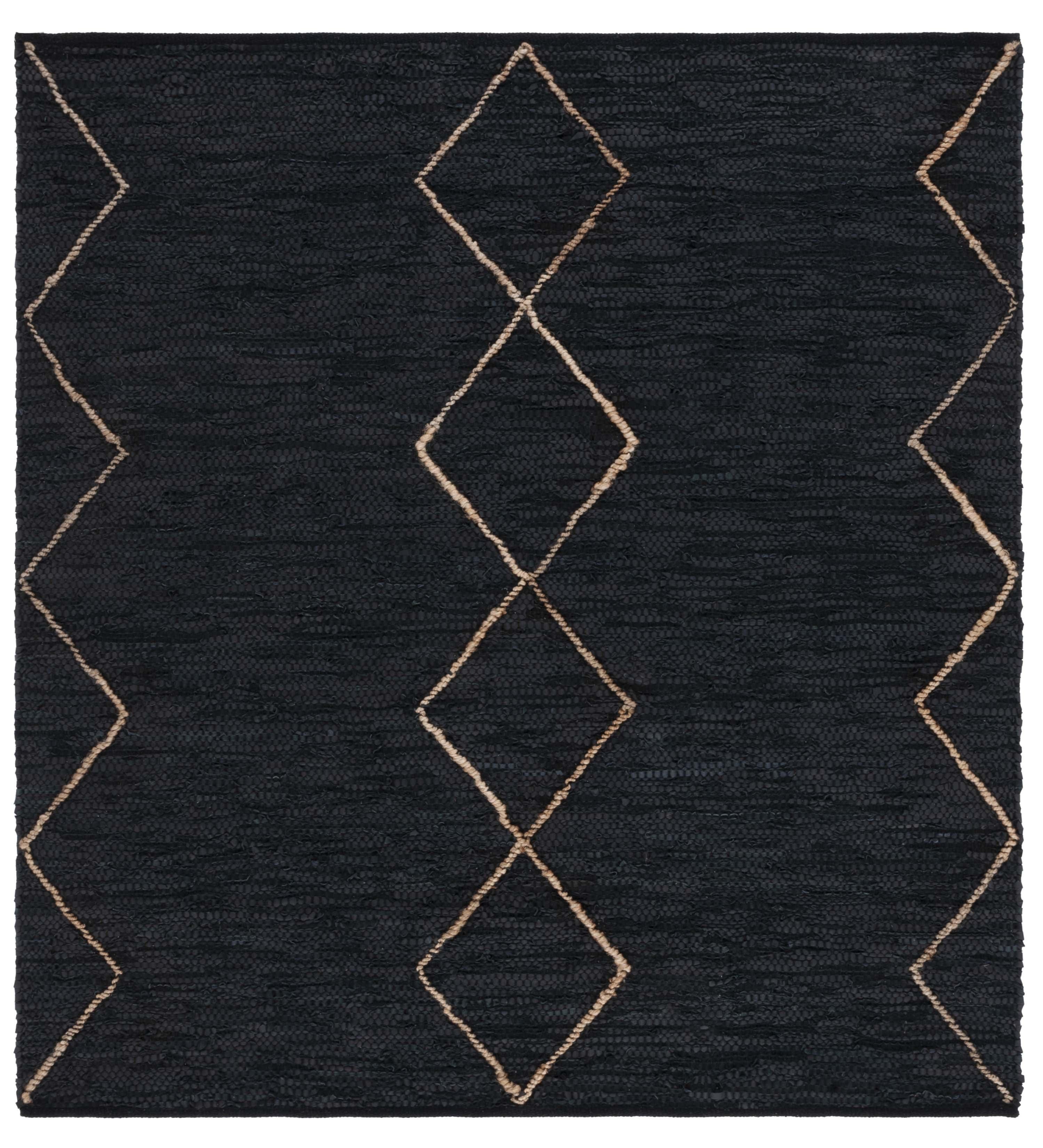 Vintage Leather VTL801 Hand Woven Area Rug - Black/Natural - 6'x6' - Safavieh.