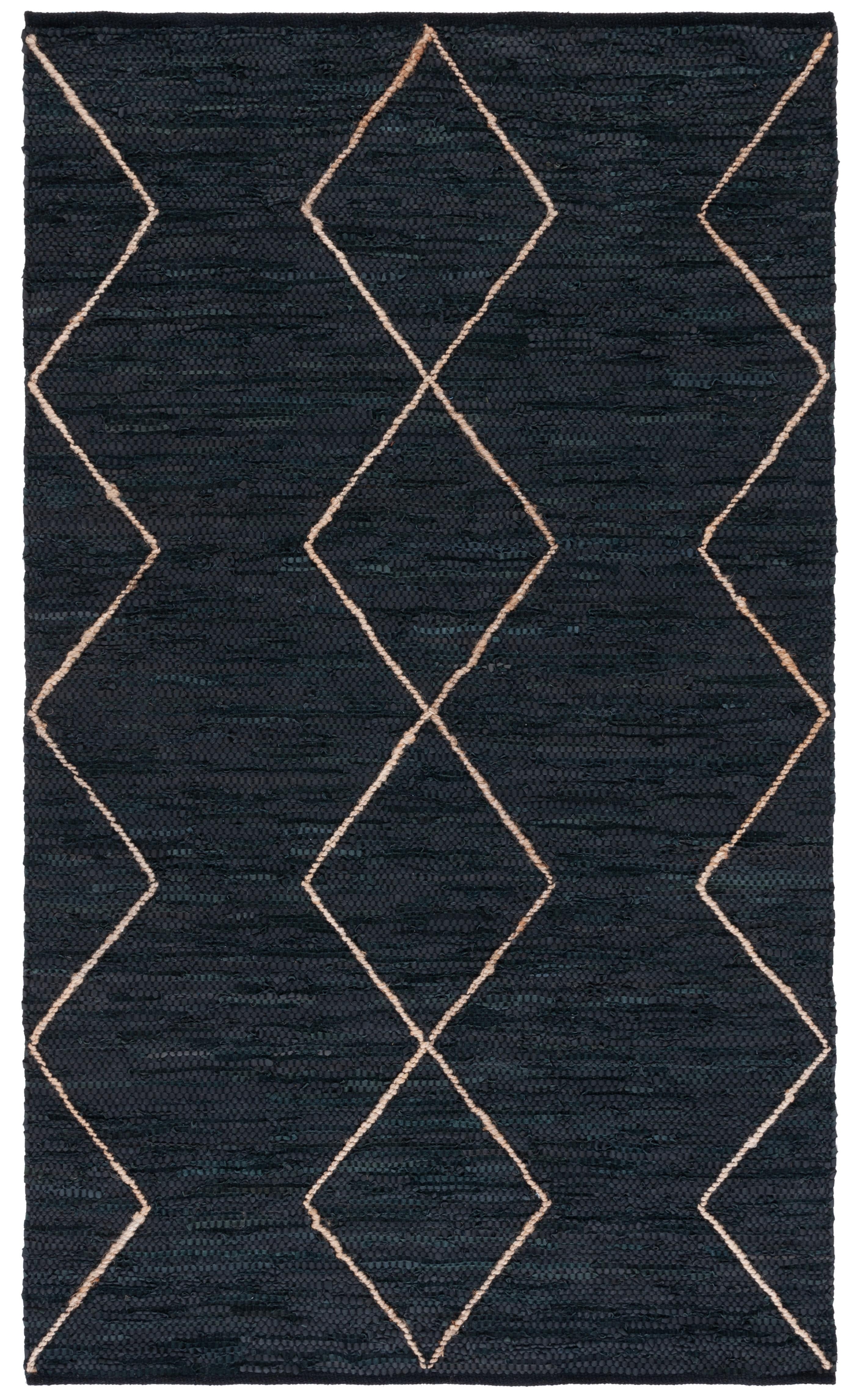 Vintage Leather VTL801 Hand Woven Area Rug - Black/Natural - 8'x10' - Safavieh.