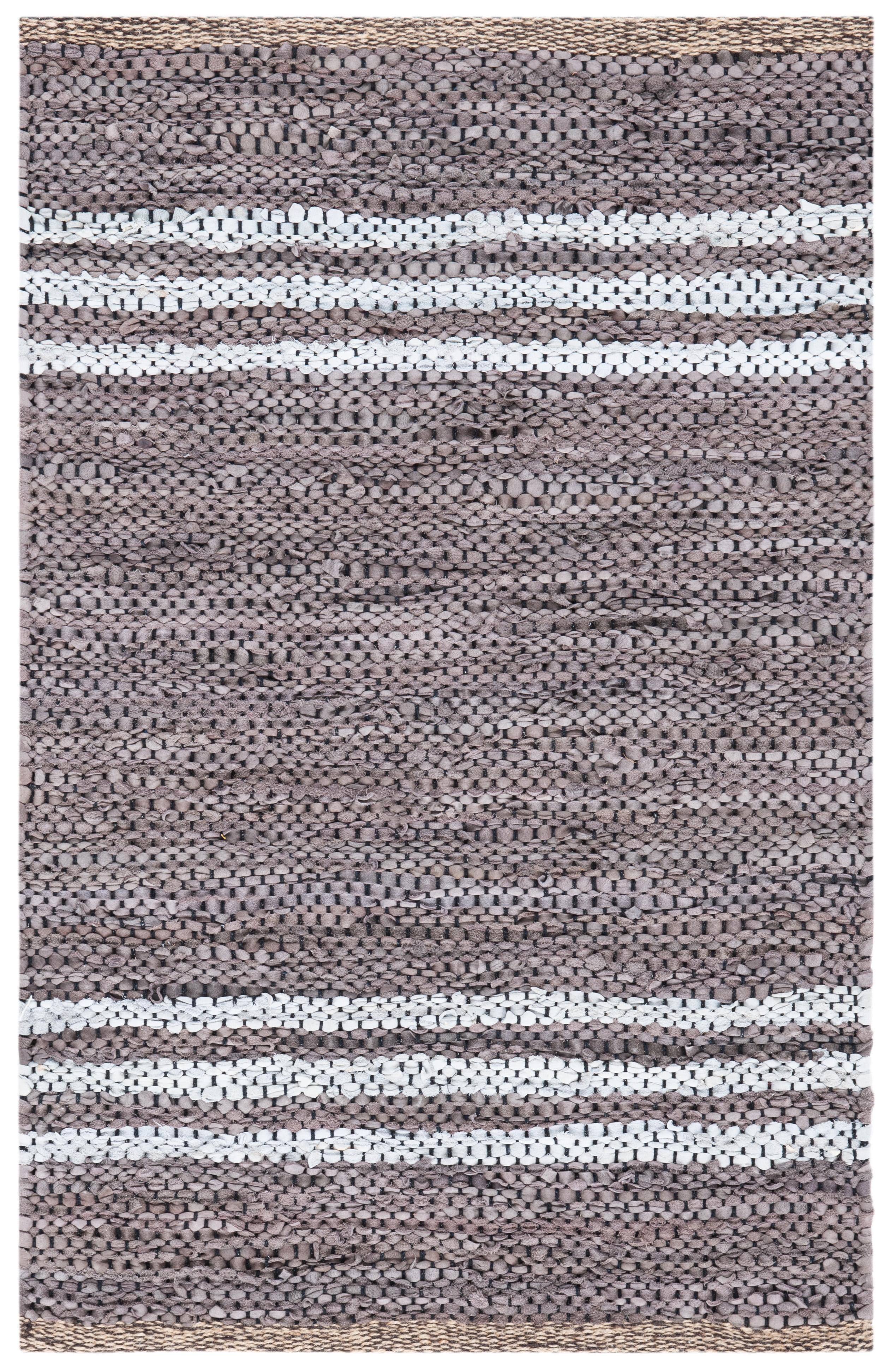 Vintage Leather VTL400 Hand Woven Indoor Accent Rug - Silver/Ivory - 3'x5' - Safavieh